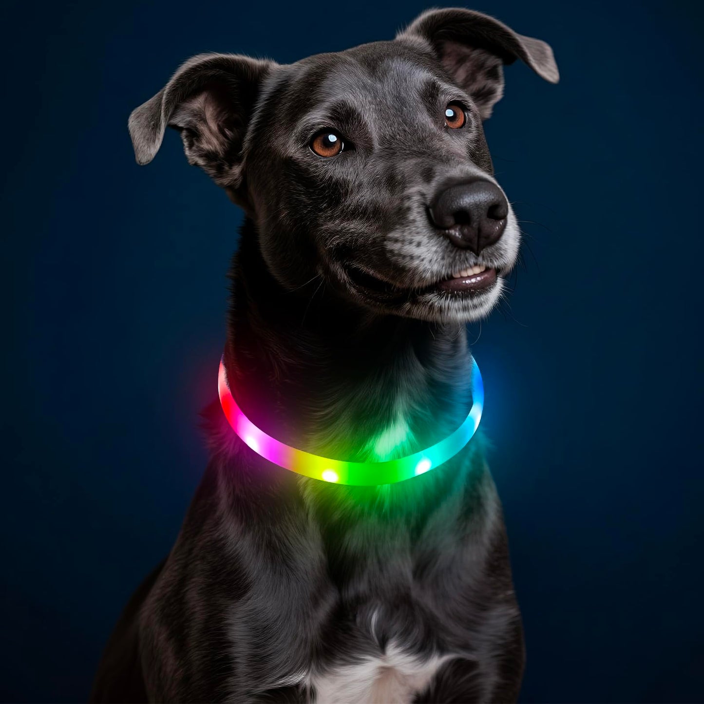 LED Dog Collar - HIGO Light Up Dog Collars Glow in The Dark, USB Rechargeable LED Dog Necklace Light for Your Dogs Walking at Night (Green-Silicone)