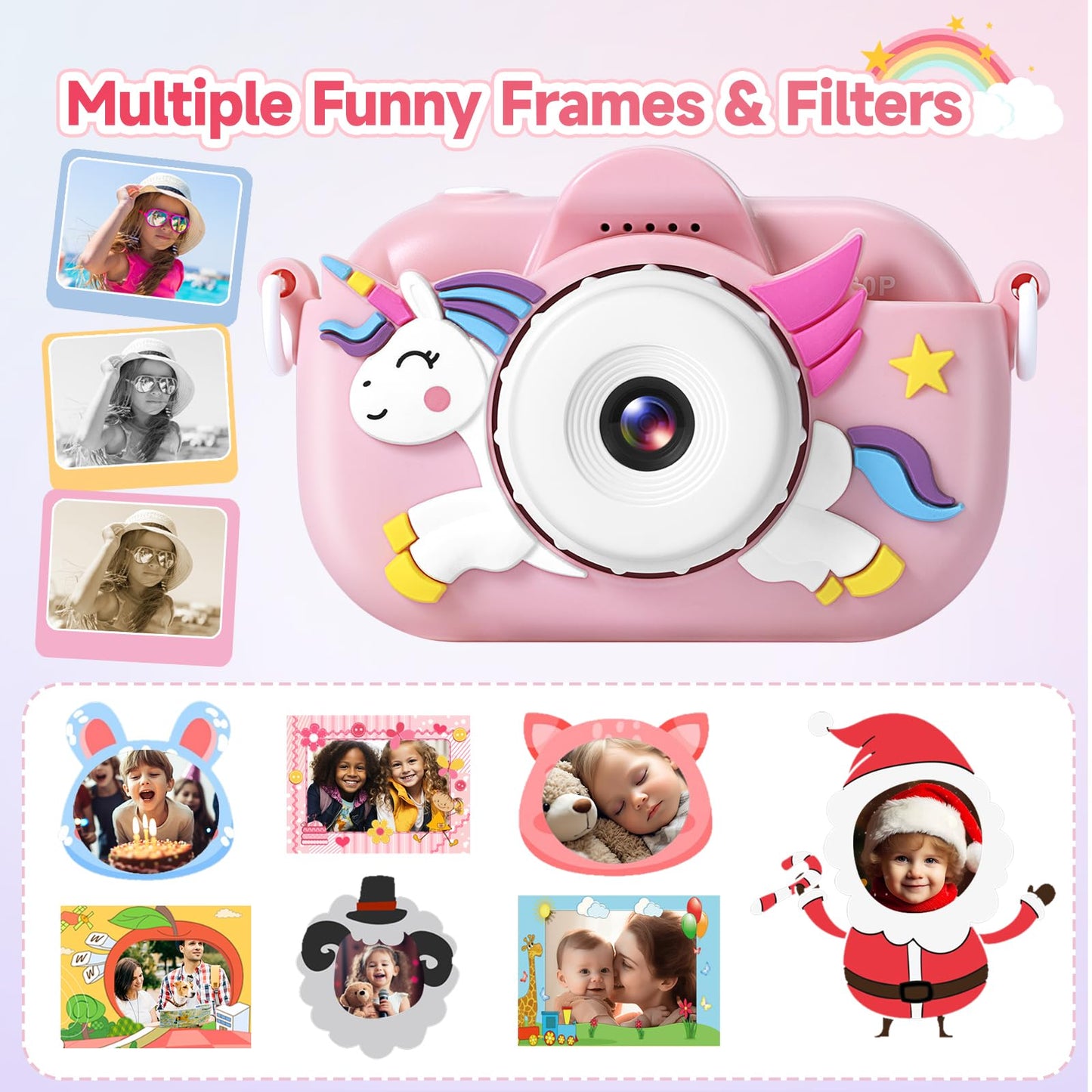 Kids Camera for Girls Toys for Ages 5-7, 1080P Toddler Camera, Kids Digital Camera with Dual Lens, 3 4 5 Year Old Girl Birthday Gifts