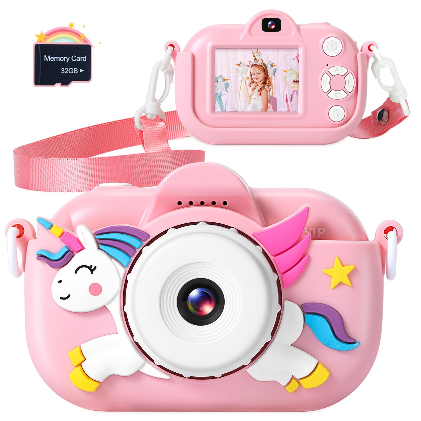 Kids Camera for Girls Toys for Ages 5-7, 1080P Toddler Camera, Kids Digital Camera with Dual Lens, 3 4 5 Year Old Girl Birthday Gifts