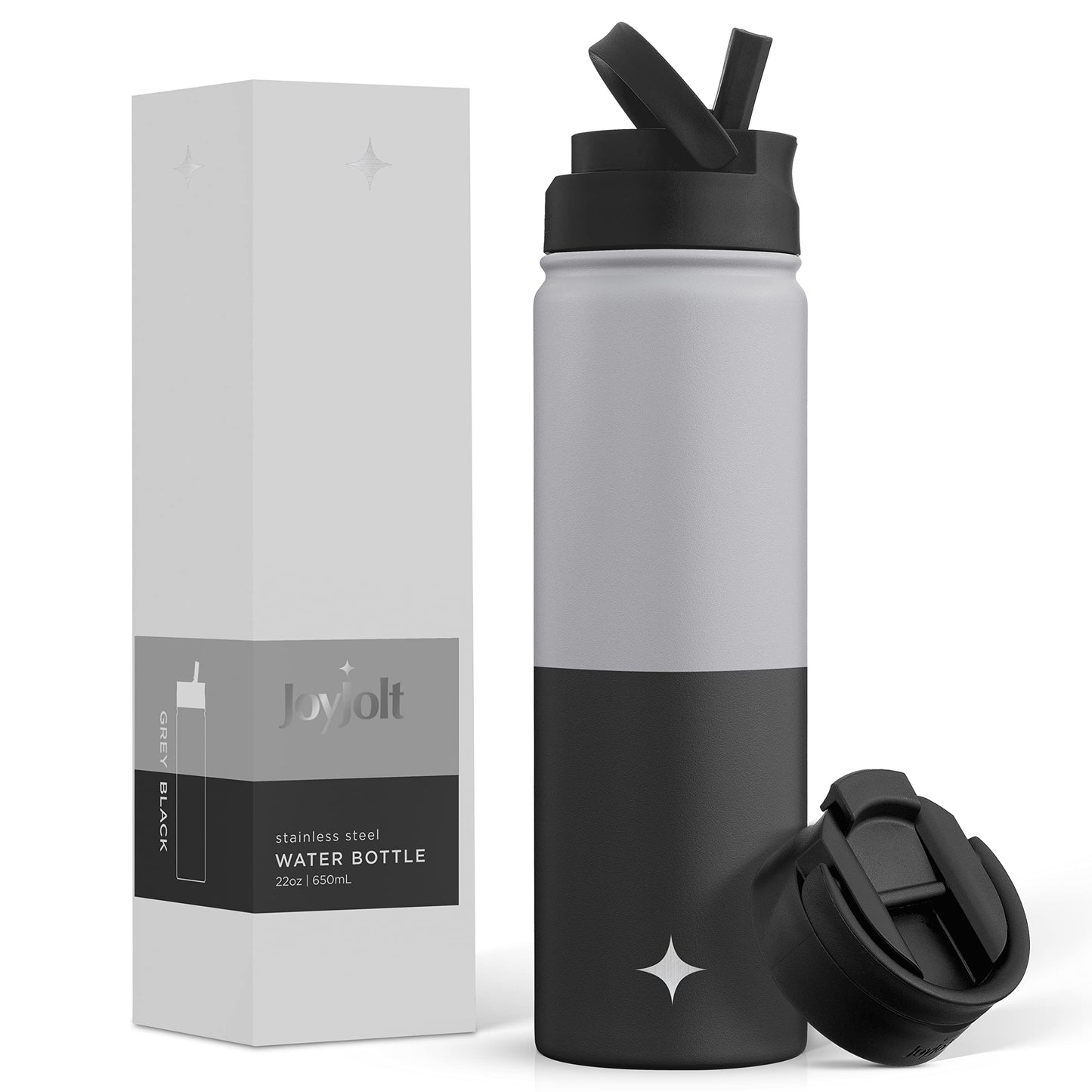 JoyJolt Stainless Steel 22 oz Star Wars Water Bottle with Straw Lid, BPA-Free Sports and Travel Vacuum Insulated Water Bottle, Destination Collection Death Star Bottle, Star Wars Gifts