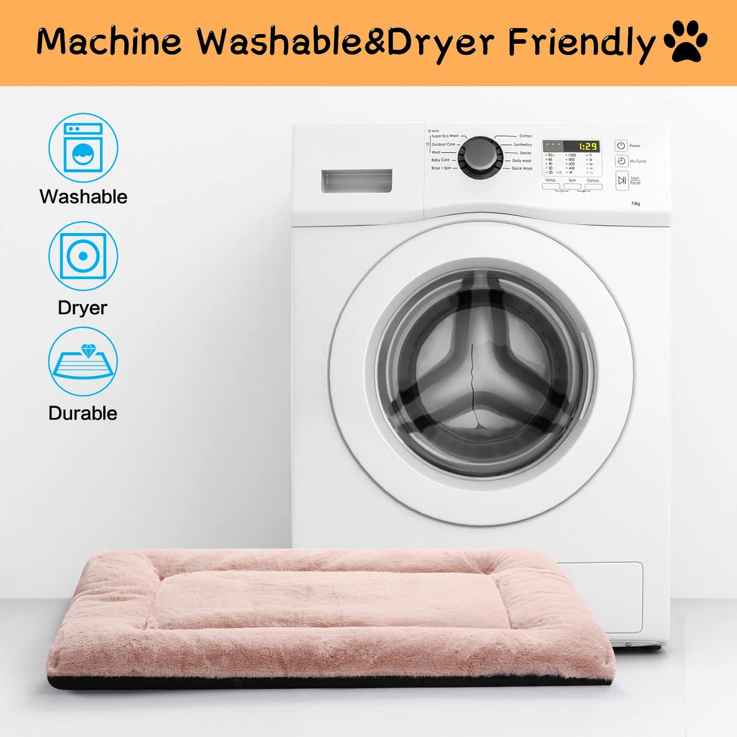 Dog Beds Crate Pad for Medium/Large Dogs Fit Metal,Ultra Soft, Washable & Anti-Slip Kennel Pad for Dogs Cozy Sleeping Mat,Gray 36inch