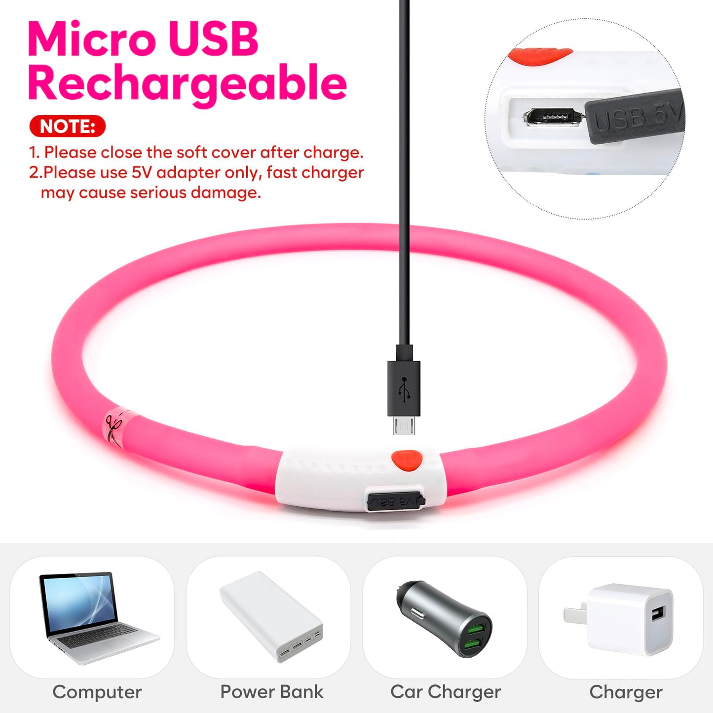 LED Dog Collar - HIGO Light Up Dog Collars Glow in The Dark, USB Rechargeable LED Dog Necklace Light for Your Dogs Walking at Night (Green-Silicone)