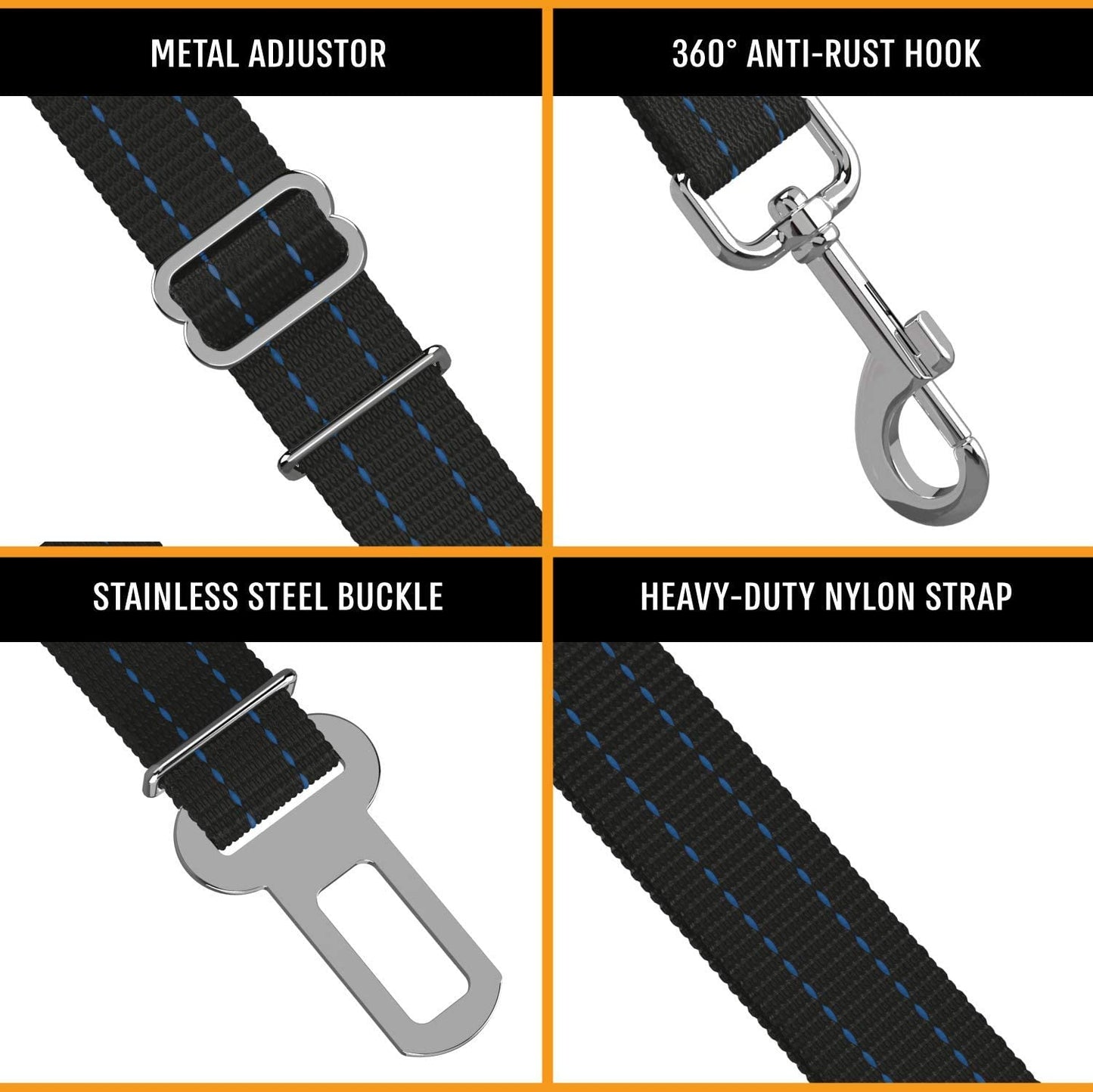 Active Pets Orange Car Seat Belt for Dogs, Attaches to Harness & Collar, Adjustable 18" - 24" Travel Restraint System Fits Small - Large Pups for Safety & Comfort, Essential Pet Supplies & Accessories