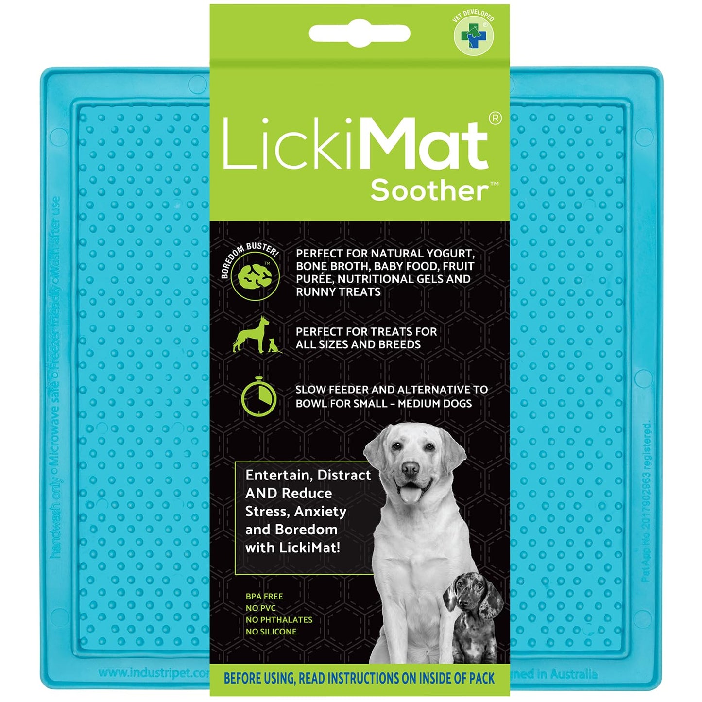 LickiMat Classic Soother Slow Feeder for Dogs Lick Mat Boredom Anxiety Reducer Perfect for Food Treats Yogurt Liquid Food Peanut Butter Fun Alternative to a Slow Feed Dog Bowl, Turquoise