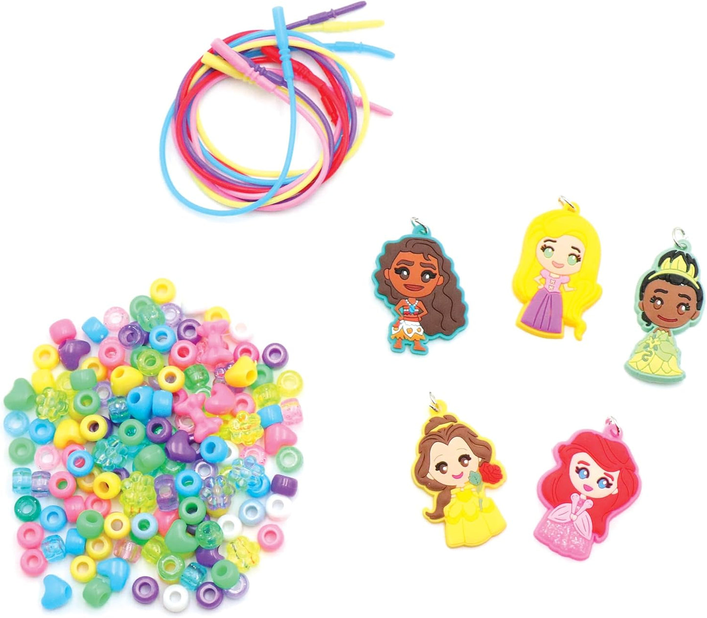 Disney Princess Necklace Activity Case – Jewelry Making Kit with Beads, Charms & Strings – Create Custom Princess Necklaces – Craft Gift for Girls Ages 3+ – Portable Storage Case Included