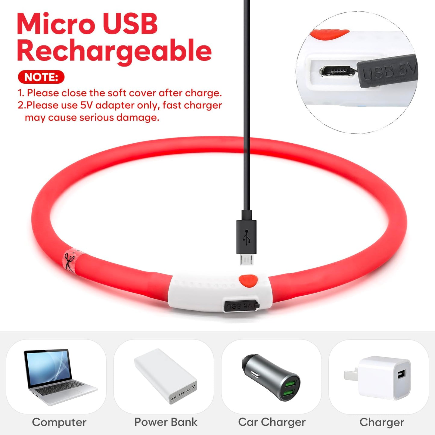 LED Dog Collar - HIGO Light Up Dog Collars Glow in The Dark, USB Rechargeable LED Dog Necklace Light for Your Dogs Walking at Night (Green-Silicone)