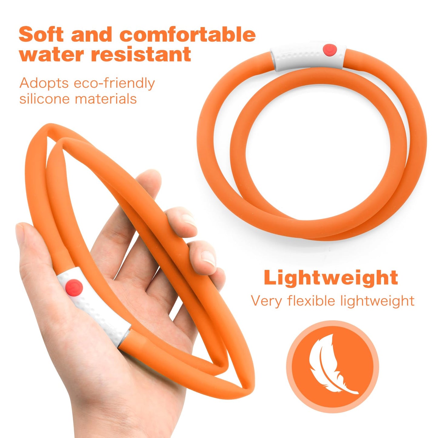 LED Dog Collar - HIGO Light Up Dog Collars Glow in The Dark, USB Rechargeable LED Dog Necklace Light for Your Dogs Walking at Night (Green-Silicone)