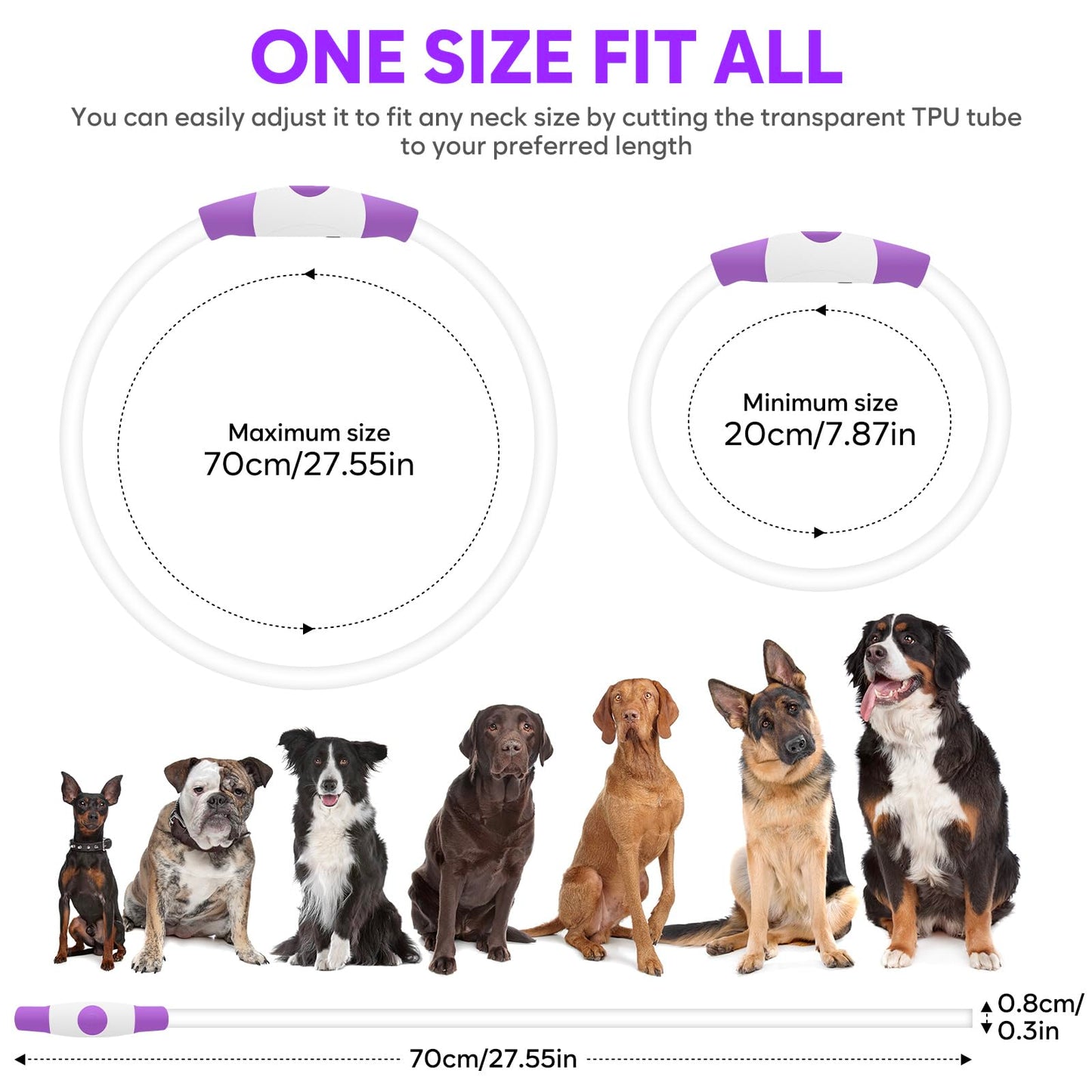 LED Dog Collar - HIGO Light Up Dog Collars Glow in The Dark, USB Rechargeable LED Dog Necklace Light for Your Dogs Walking at Night (Green-Silicone)