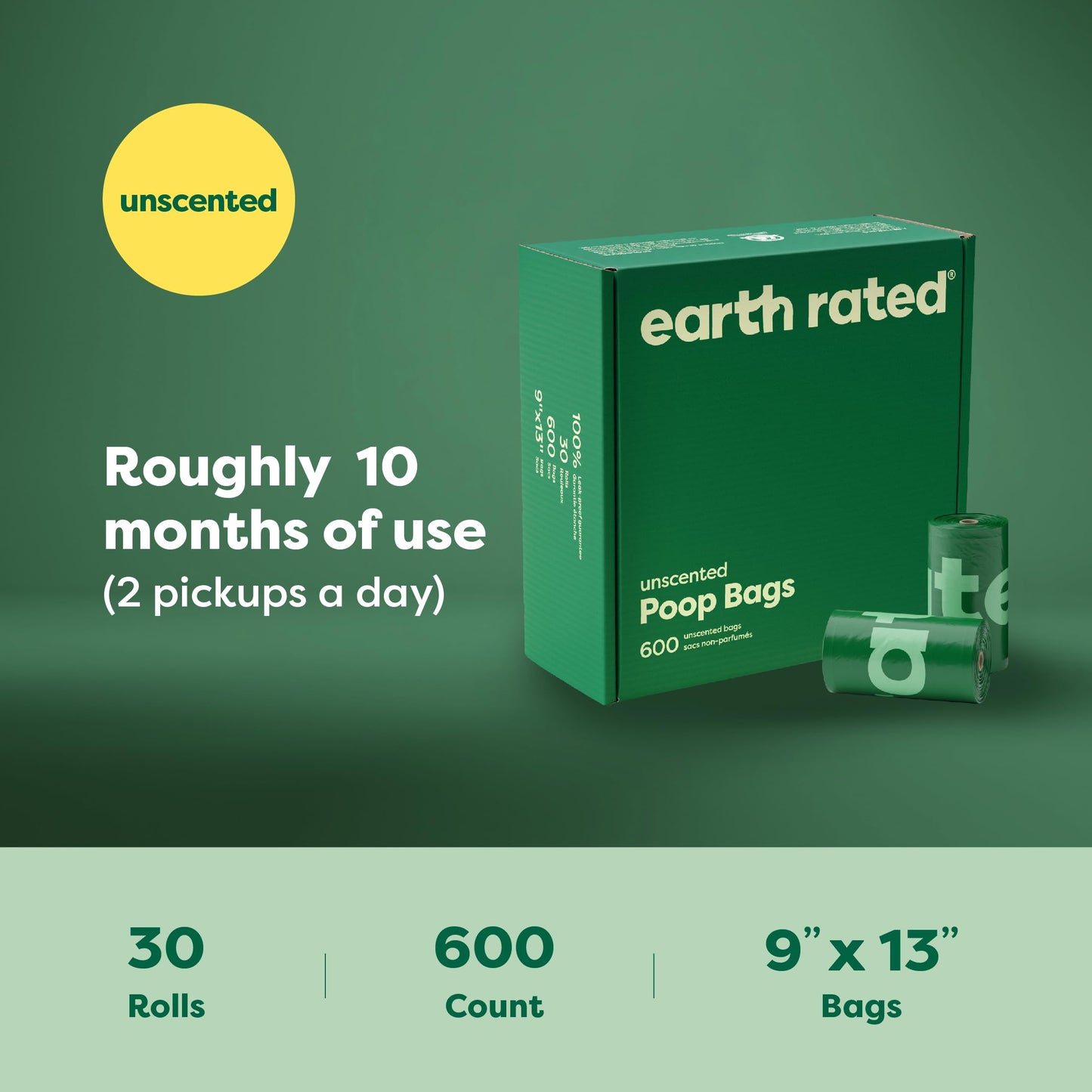 Earth Rated Poop Bags for Dogs, Guaranteed Leak Proof and Extra Thick Waste Bag Refill Rolls, Lavender Scented, 270 Bags