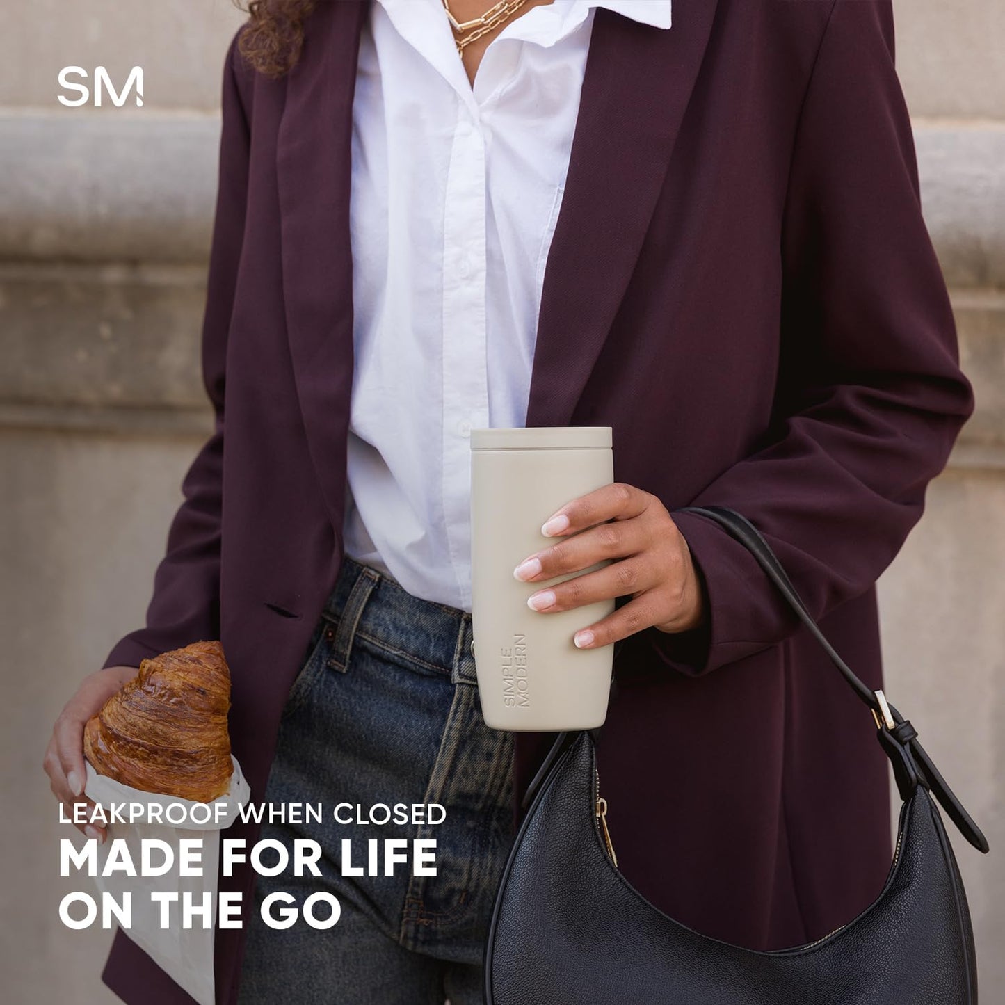 Simple Modern Wicked Signature Voyager | 16oz Travel Coffee Mug Tumbler with 360° Lid | Gifts for Women Men | Ceramic-Lined Insulated Stainless Steel Cold Brew Iced Coffee Cup | Elphaba Florals