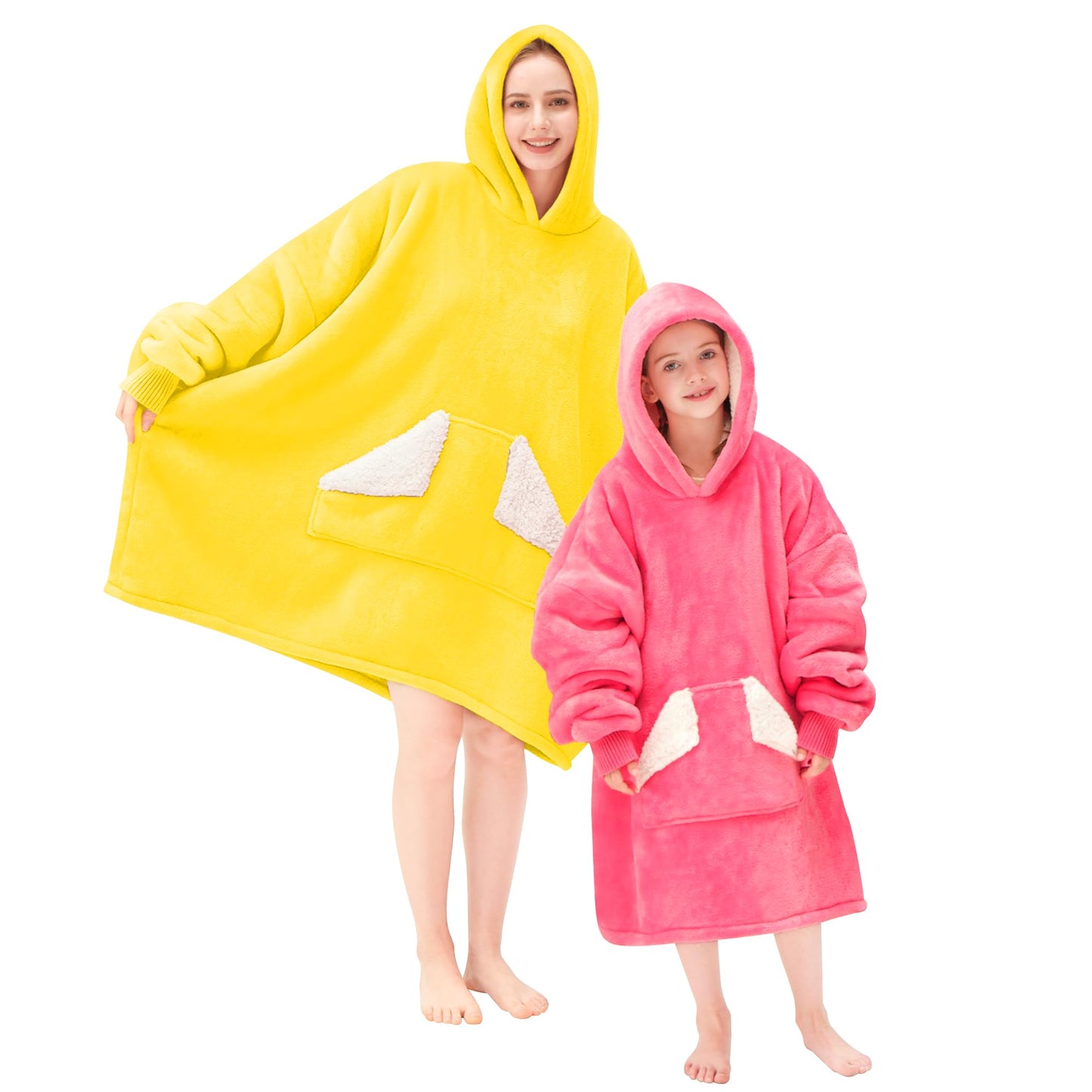 Touchat Wearable Blanket Hoodie, Oversized Sherpa Fleece Sweatshirt Blanket with Giant Hood Pocket and Sleeves for Adult, Warm & Cozy Grey Blanket Gifts for Women