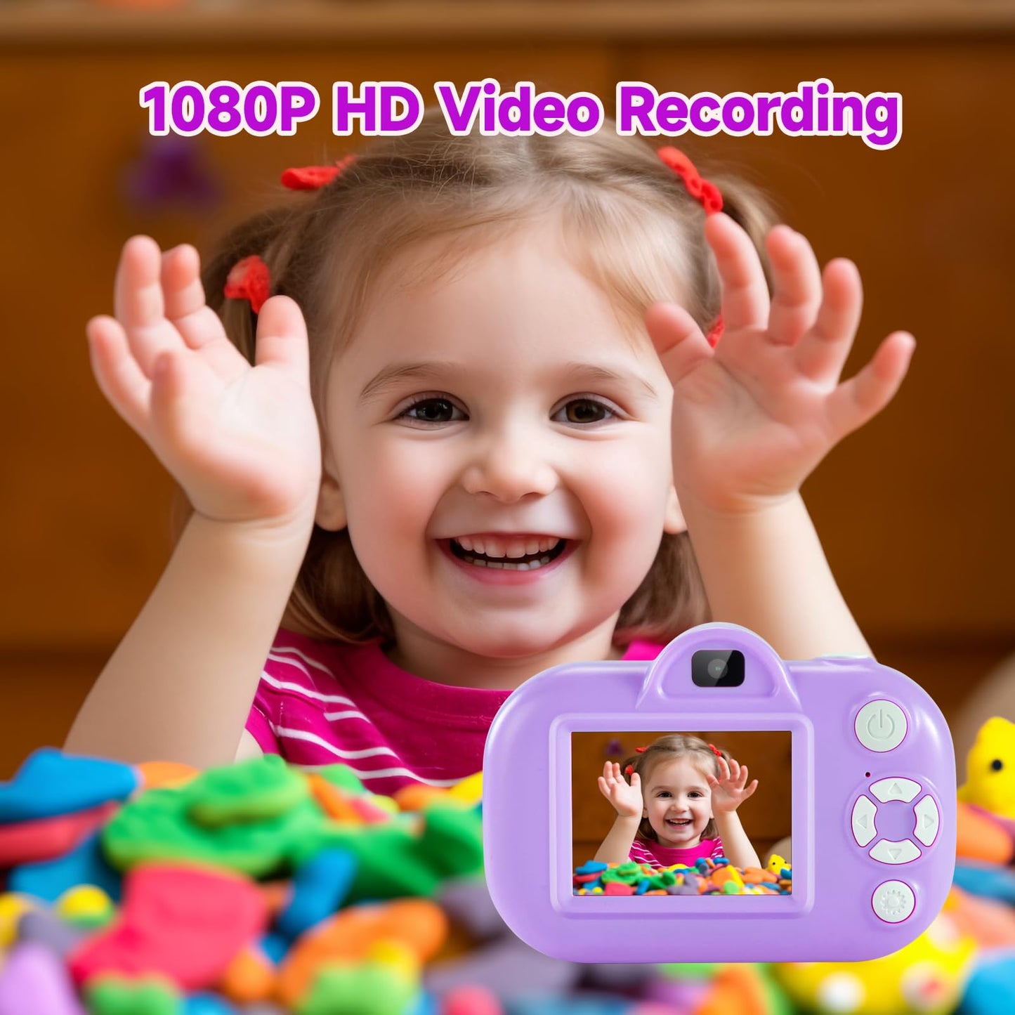 Kids Camera for Girls Toys for Ages 5-7, 1080P Toddler Camera, Kids Digital Camera with Dual Lens, 3 4 5 Year Old Girl Birthday Gifts