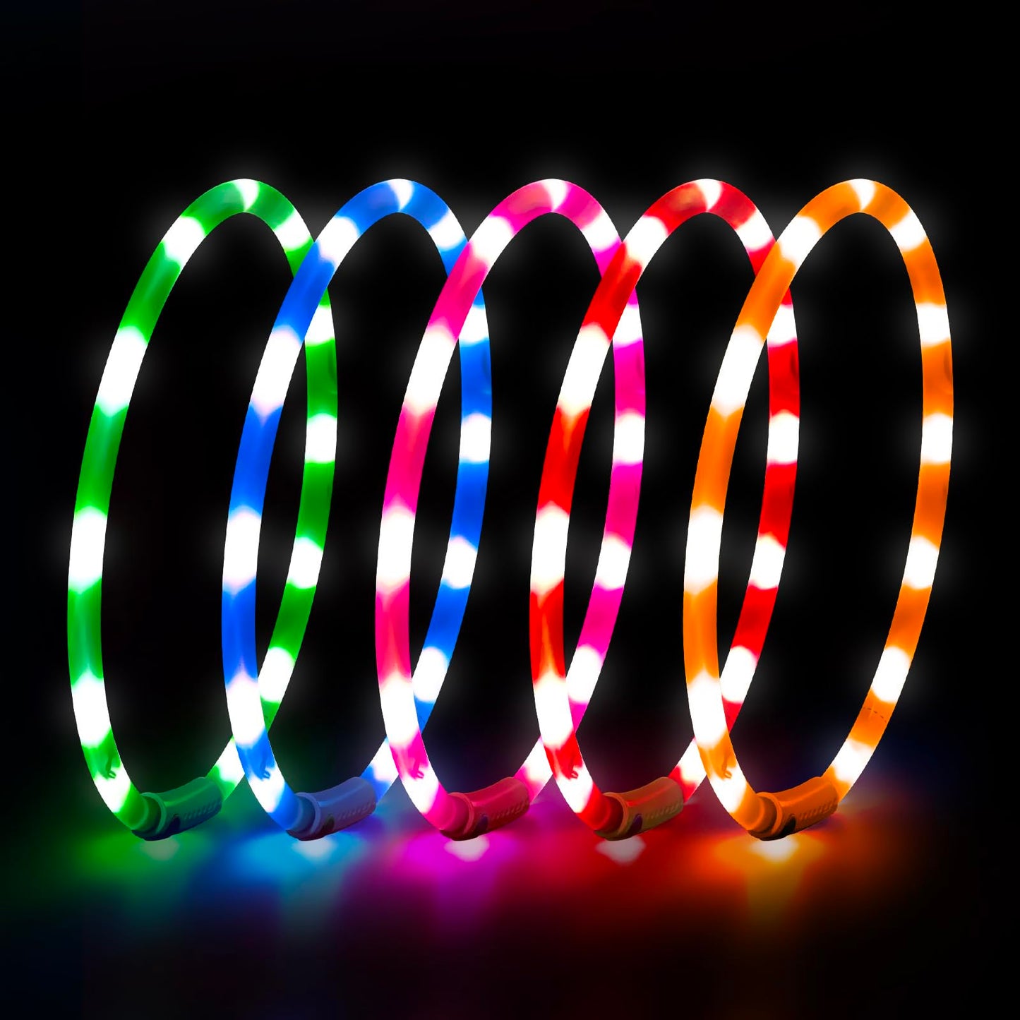 LED Dog Collar - HIGO Light Up Dog Collars Glow in The Dark, USB Rechargeable LED Dog Necklace Light for Your Dogs Walking at Night (Green-Silicone)