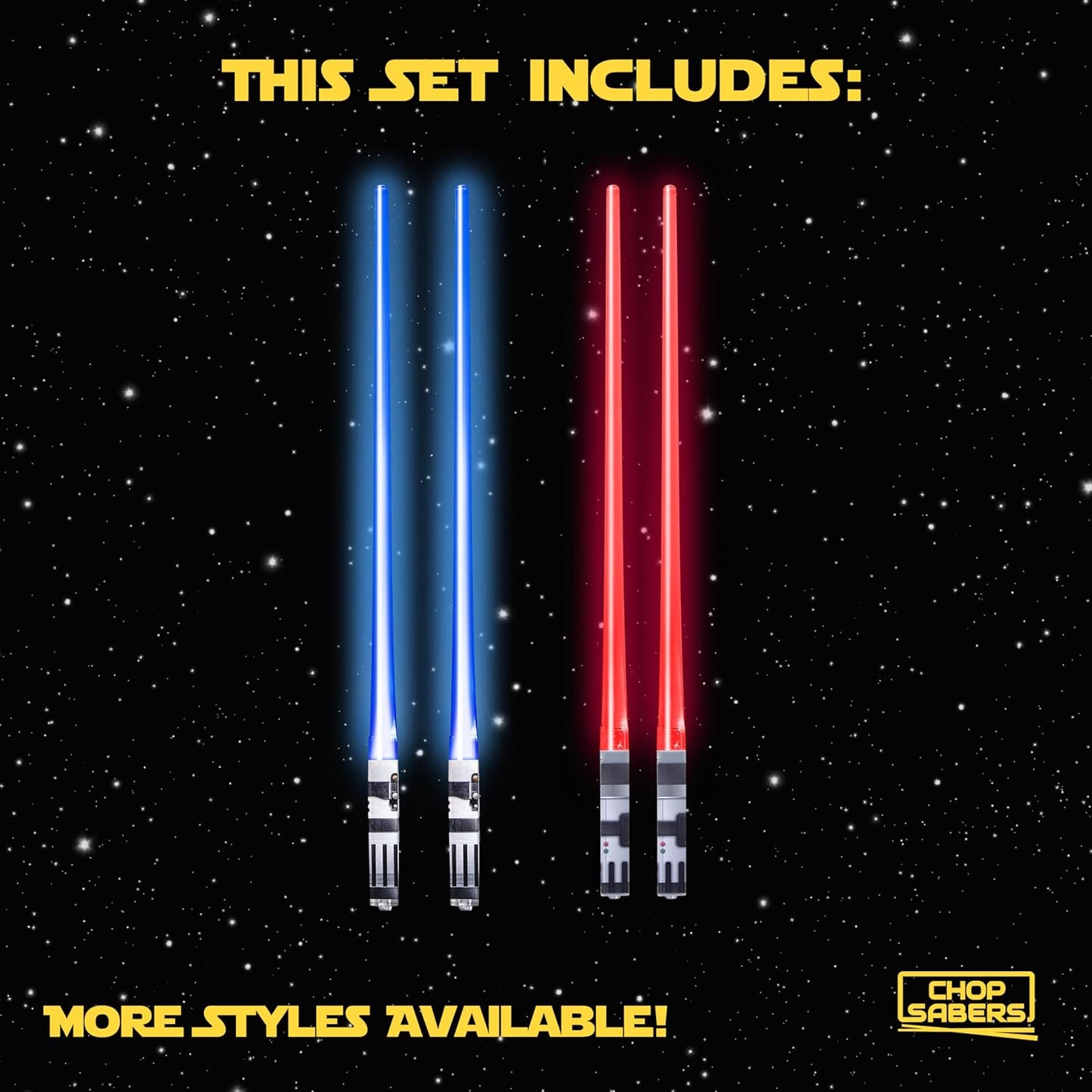 Lightsaber Chopsticks Star War Chopstick Light Up Lightsaber Chopsticks for Adults Saber Sticks Cool Chopstick Light Up Chop Sticks Light Saber Reusable Lightup Sabers Star War Gifts 2 Pairs Blue/Red
