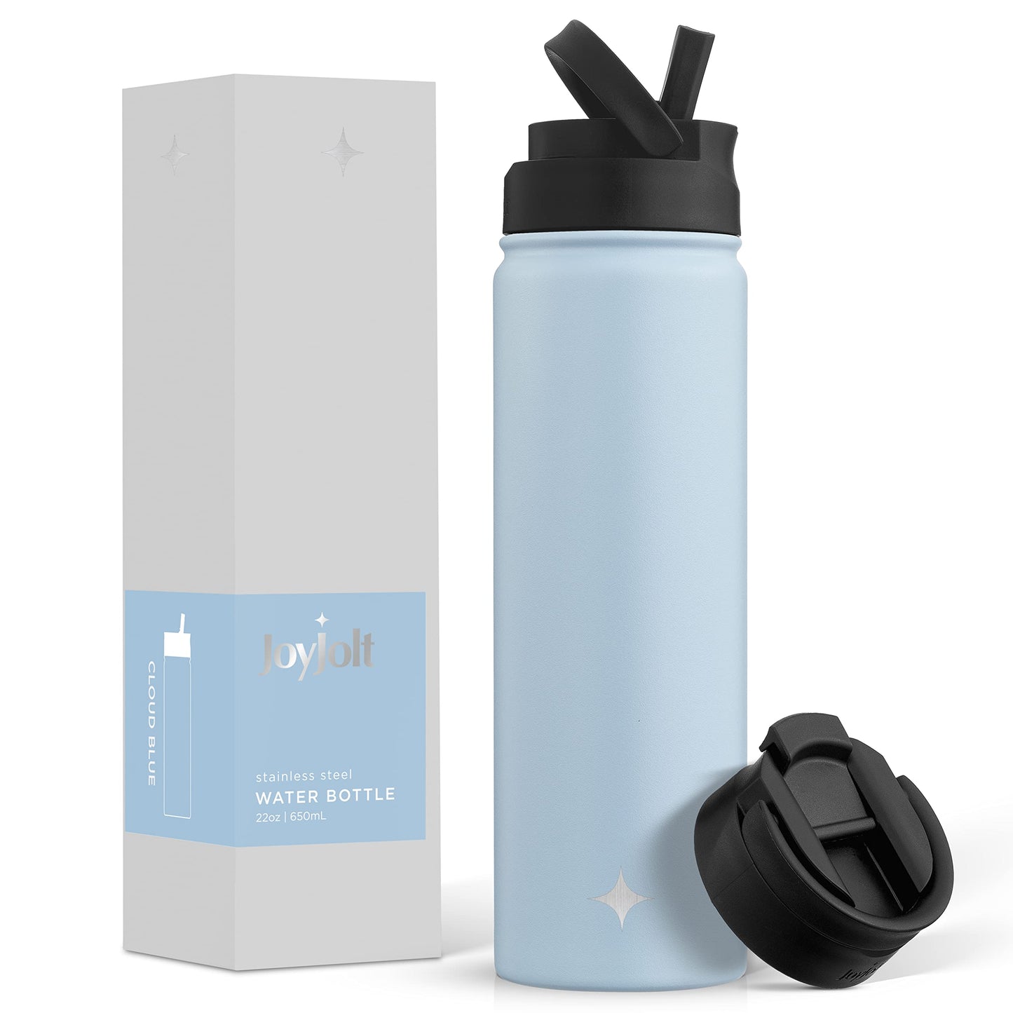 JoyJolt Stainless Steel 22 oz Star Wars Water Bottle with Straw Lid, BPA-Free Sports and Travel Vacuum Insulated Water Bottle, Destination Collection Death Star Bottle, Star Wars Gifts