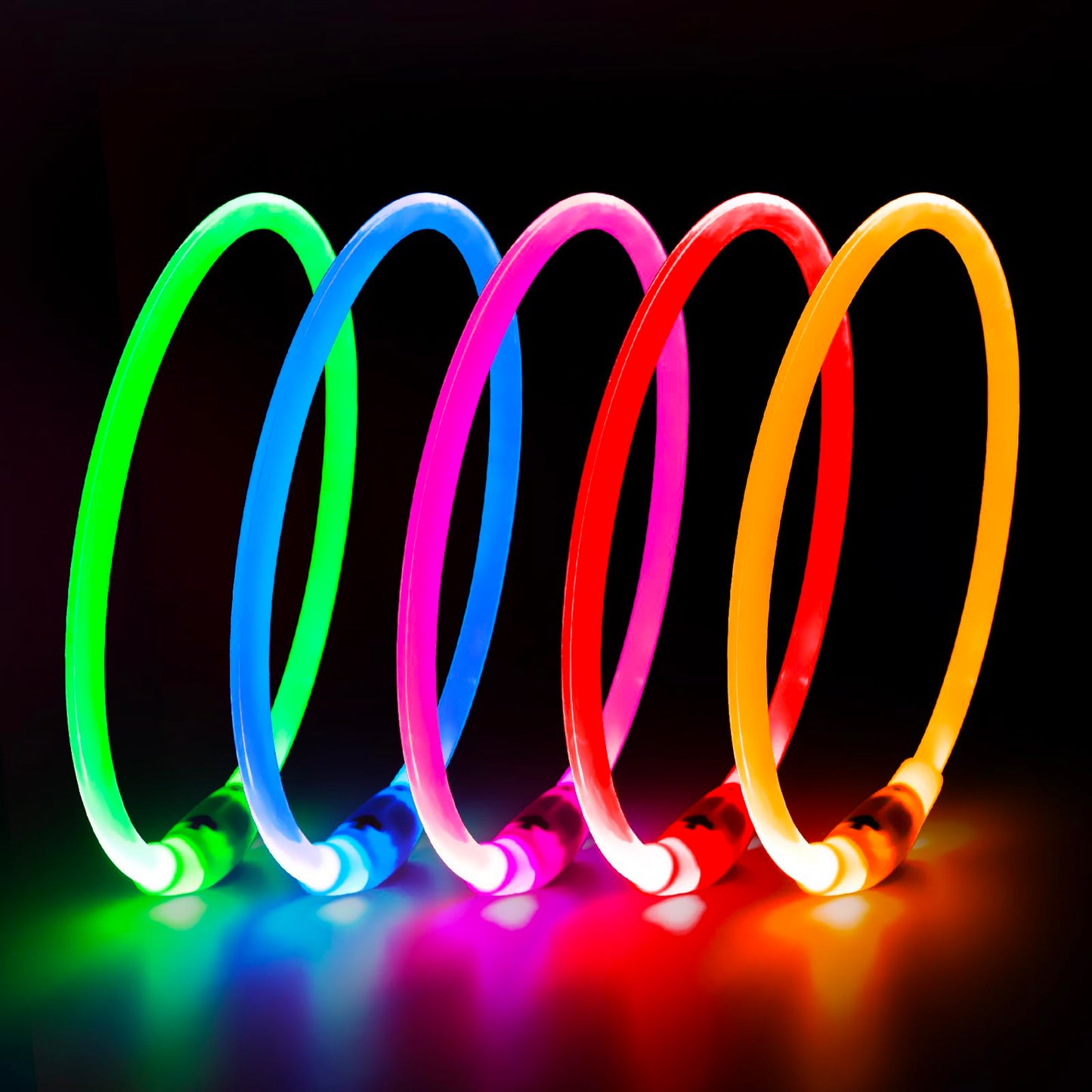LED Dog Collar - HIGO Light Up Dog Collars Glow in The Dark, USB Rechargeable LED Dog Necklace Light for Your Dogs Walking at Night (Green-Silicone)