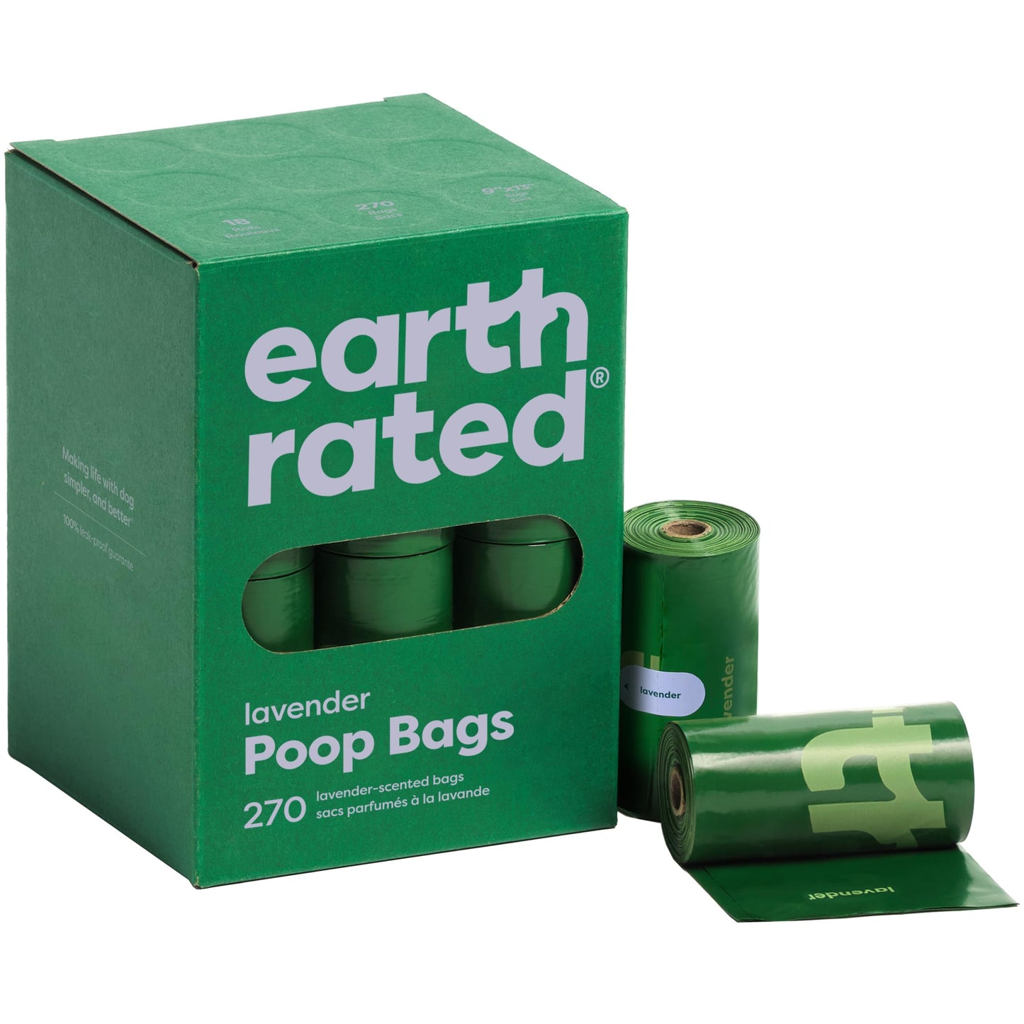 Earth Rated Poop Bags for Dogs, Guaranteed Leak Proof and Extra Thick Waste Bag Refill Rolls, Lavender Scented, 270 Bags