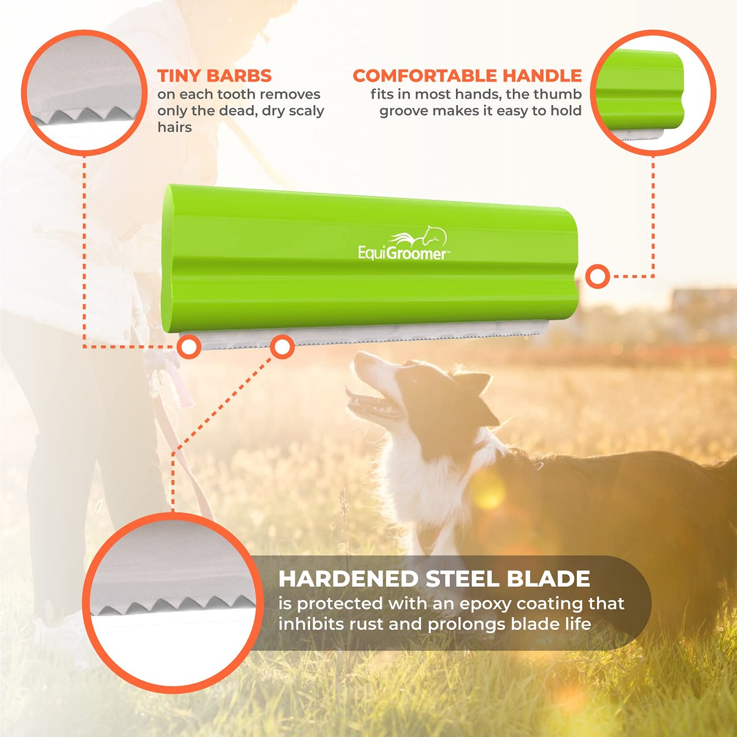 EasyGroomer Deshedding Brush for Dogs Cats Blue Undercoat Tool for Large and Small Pets Comb Removes Loose Dirt, Hair and Fur