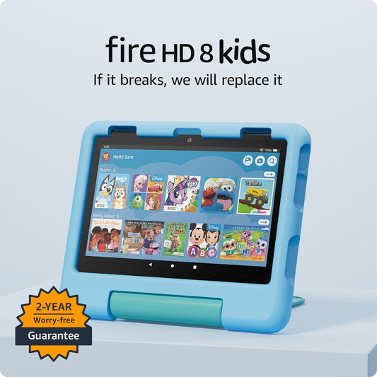 Amazon Fire HD 8 Kids tablet (newest model), ages 3-7. With bright 8" HD screen. Includes ad-free and exclusive content, parental controls and 13-hr battery, 32GB, Grape
