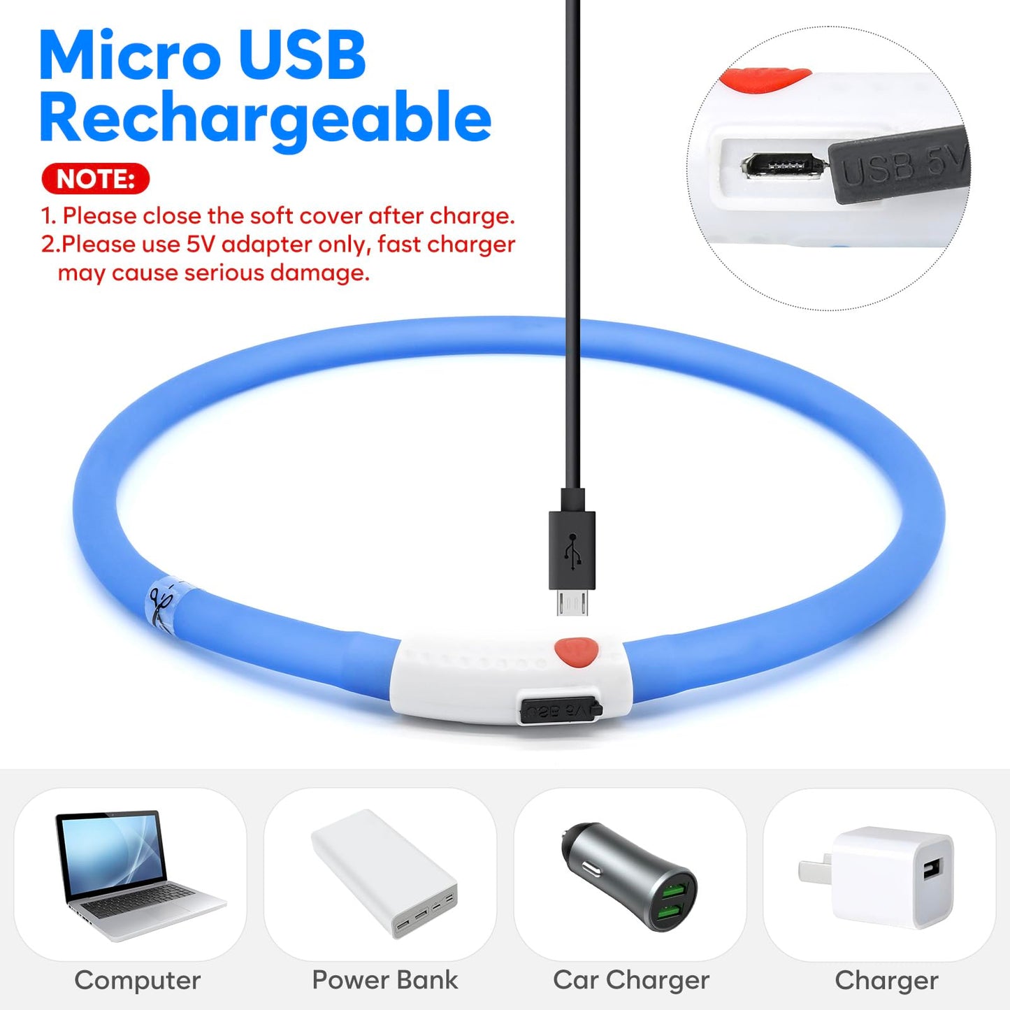 LED Dog Collar - HIGO Light Up Dog Collars Glow in The Dark, USB Rechargeable LED Dog Necklace Light for Your Dogs Walking at Night (Green-Silicone)