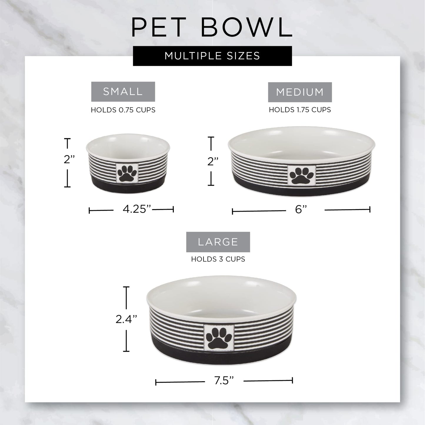 Bone Dry Paw Print Ceramic Pet Bowl, Lattice Collection, Large Set, 7.5x2.4", Aqua, 2 Count