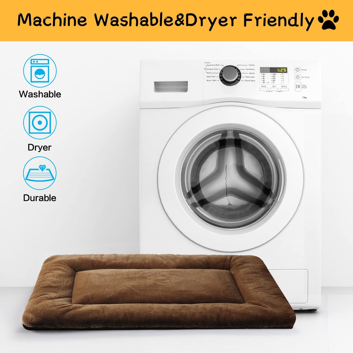 Dog Beds Crate Pad for Medium/Large Dogs Fit Metal,Ultra Soft, Washable & Anti-Slip Kennel Pad for Dogs Cozy Sleeping Mat,Gray 36inch