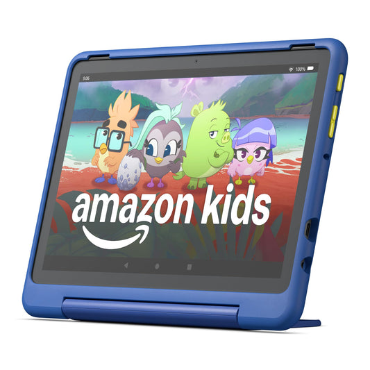 Amazon Fire HD 10 Kids Pro tablet, ages 6-12. Bright 10.1" HD screen, includes ad-free content, robust parental controls, 13-hr battery and slim case for older kids, 32 GB, Happy Day