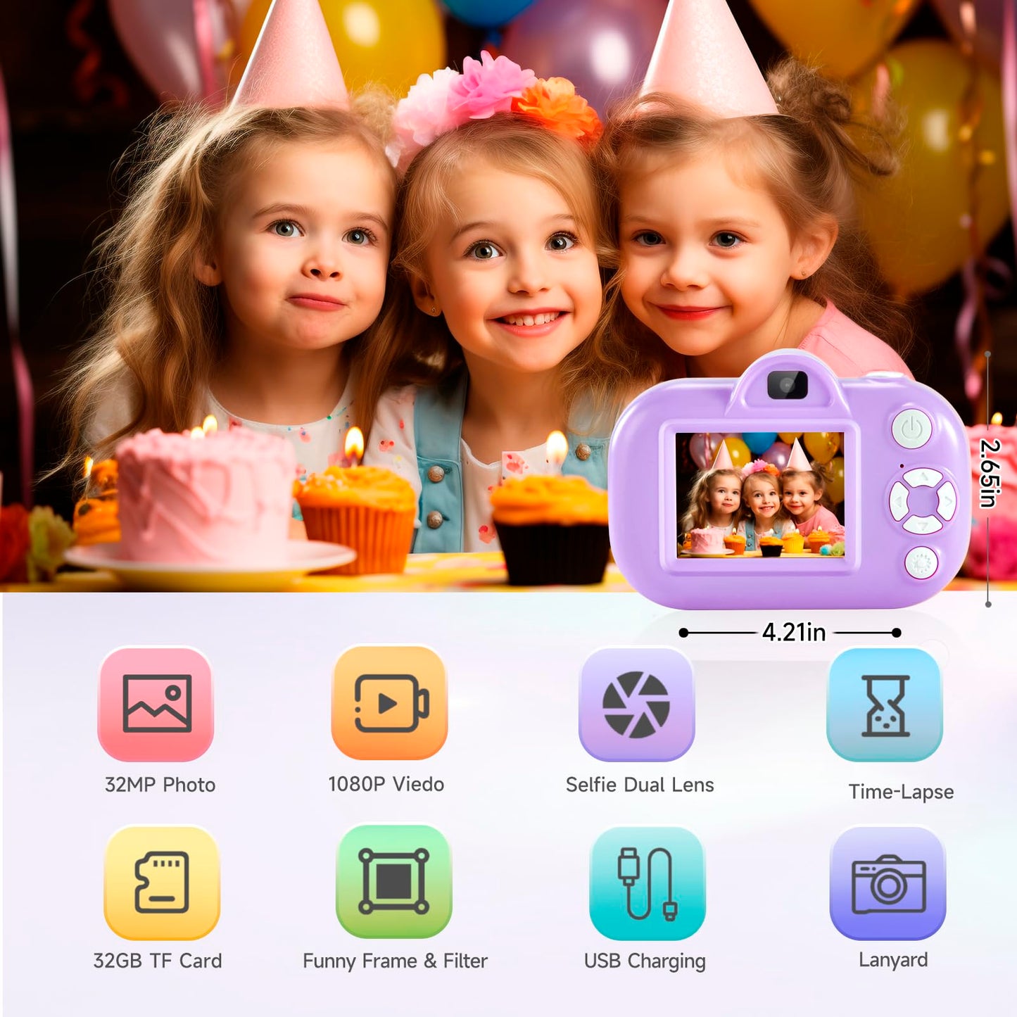 Kids Camera for Girls Toys for Ages 5-7, 1080P Toddler Camera, Kids Digital Camera with Dual Lens, 3 4 5 Year Old Girl Birthday Gifts