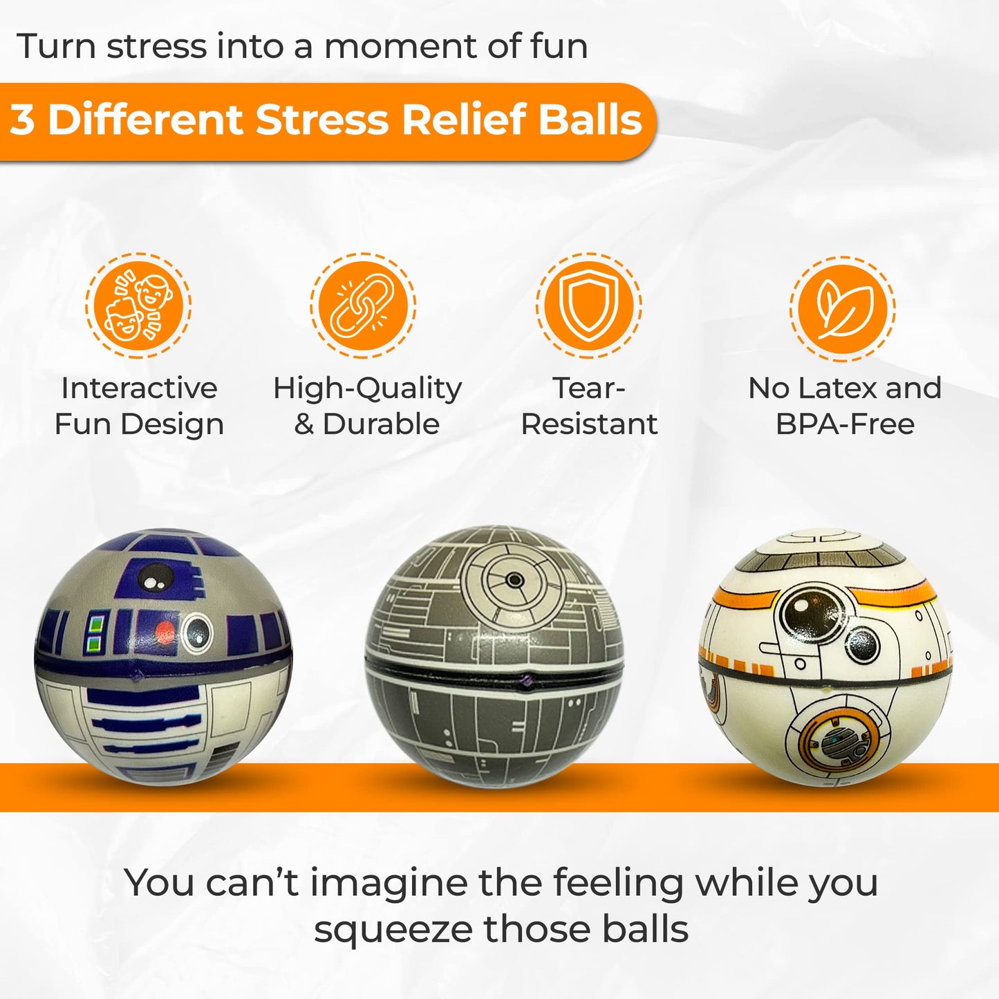 StarWar Stress Balls Set - Pop Fidget Toy for Kids and Adults, Relief Fidget, Anti Squeeze Use Play/Decor/Help Relieve Stress/Improve Concentation Focus