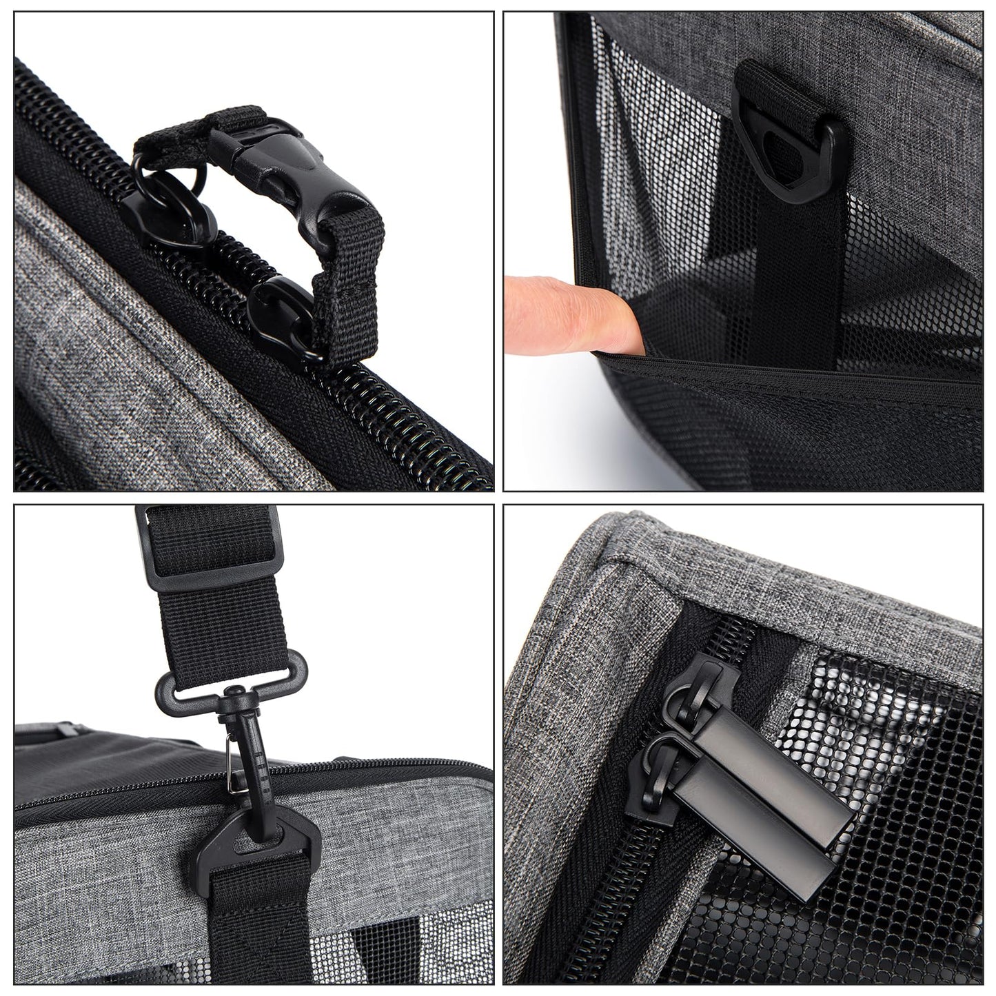 TSA Approved Pet Carrier for Small Cats Dogs, Travel Bag with Adequate Ventilation, 5 Mesh Windows, 3 Entrance, Locking Safety Zippers, Padded Shoulder and Carrying Strap, Small