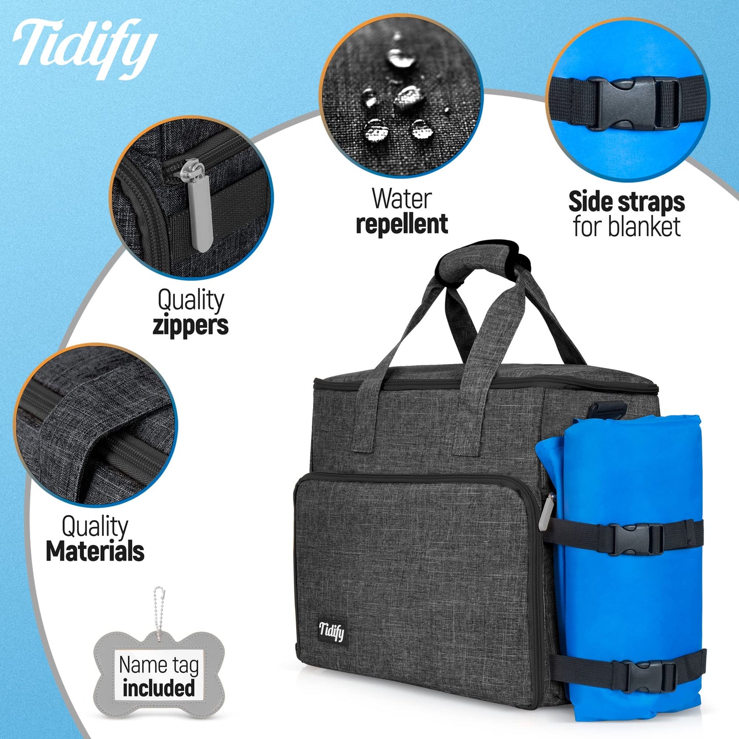 Customized Dog Travel Bag - You Name It and We Make It, Your Own Personalized Pet Travel Bag, Make It Special for You and Your Pet. (Dark Grey)