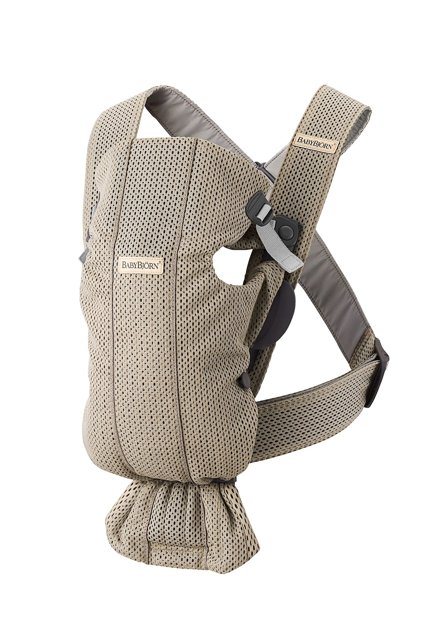 BabyBjörn Baby Carrier Mini, 3D Jersey, Light Beige | Newborn Carrier (7-25 lbs), Ergonomic, Easy-to-Use