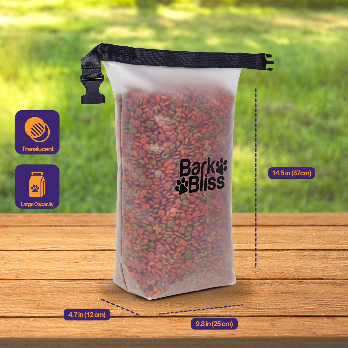 80 Cups Dog Food Travel Bag, Large Portable Container, Leak Proof, Water Resistant, Hook & Loop, Collapsible, Flat Base, hold 22lbs of Kibble, Camping/Travel (Large 80 Cups)