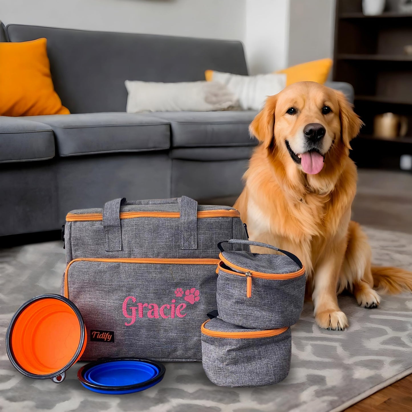 Customized Dog Travel Bag - You Name It and We Make It, Your Own Personalized Pet Travel Bag, Make It Special for You and Your Pet. (Dark Grey)