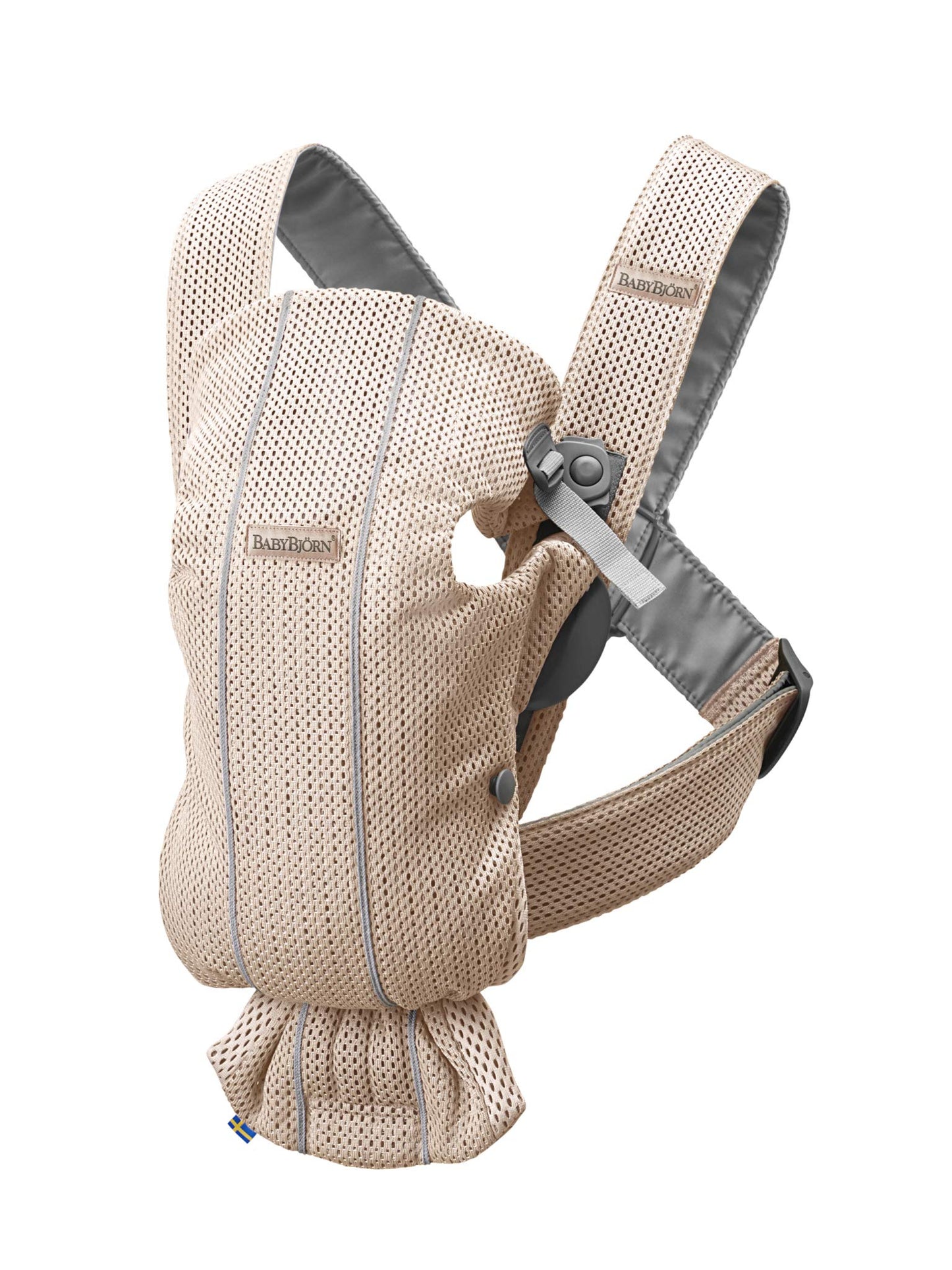 BabyBjörn Baby Carrier Mini, 3D Jersey, Light Beige | Newborn Carrier (7-25 lbs), Ergonomic, Easy-to-Use