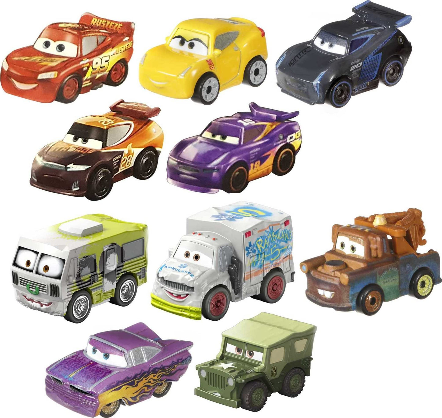 Mattel Disney and Pixar Cars Toys, Micro Racers 10-Pack Mini Toy Cars, Collectible Set Inspired by Disney Movies, Kids Gifts