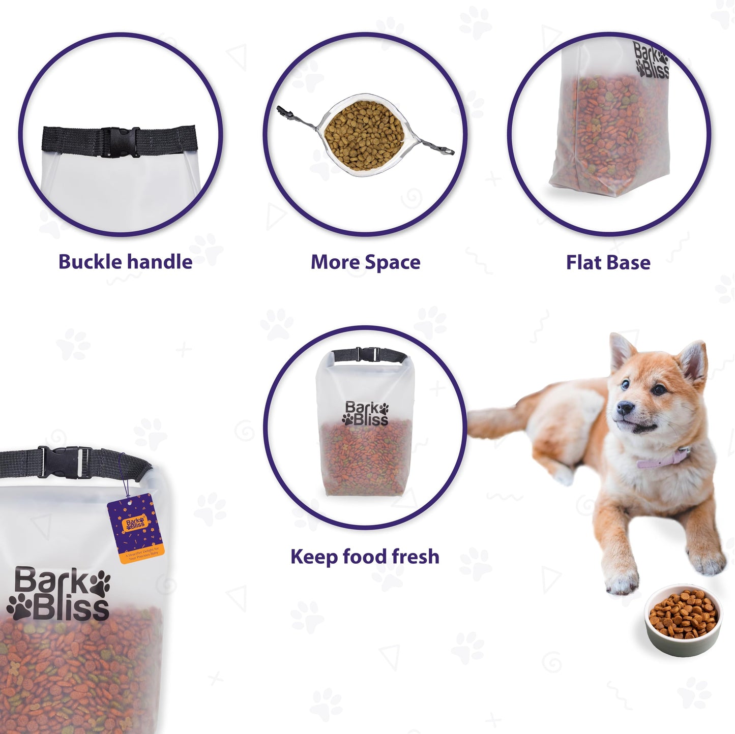 80 Cups Dog Food Travel Bag, Large Portable Container, Leak Proof, Water Resistant, Hook & Loop, Collapsible, Flat Base, hold 22lbs of Kibble, Camping/Travel (Large 80 Cups)