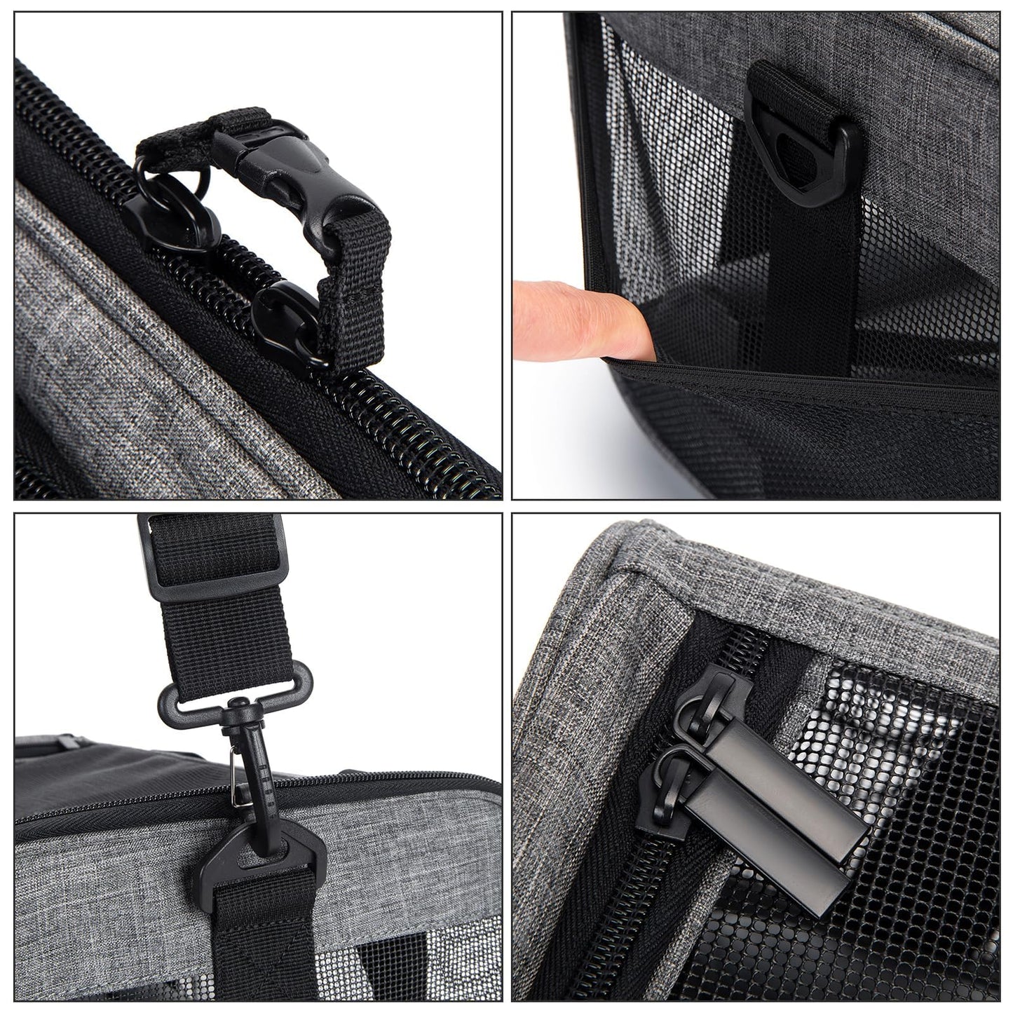 TSA Approved Pet Carrier for Small Cats Dogs, Travel Bag with Adequate Ventilation, 5 Mesh Windows, 3 Entrance, Locking Safety Zippers, Padded Shoulder and Carrying Strap, Small