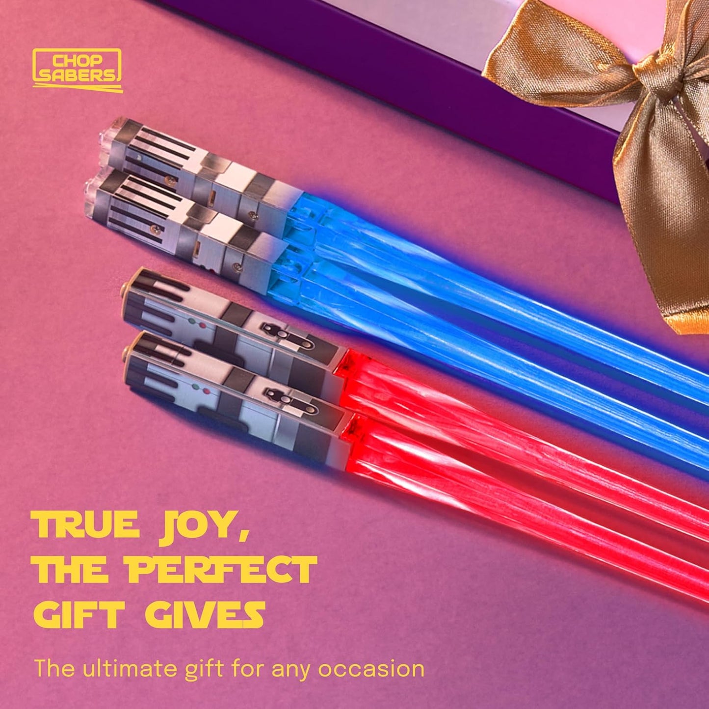 Lightsaber Chopsticks Star War Chopstick Light Up Lightsaber Chopsticks for Adults Saber Sticks Cool Chopstick Light Up Chop Sticks Light Saber Reusable Lightup Sabers Star War Gifts 2 Pairs Blue/Red