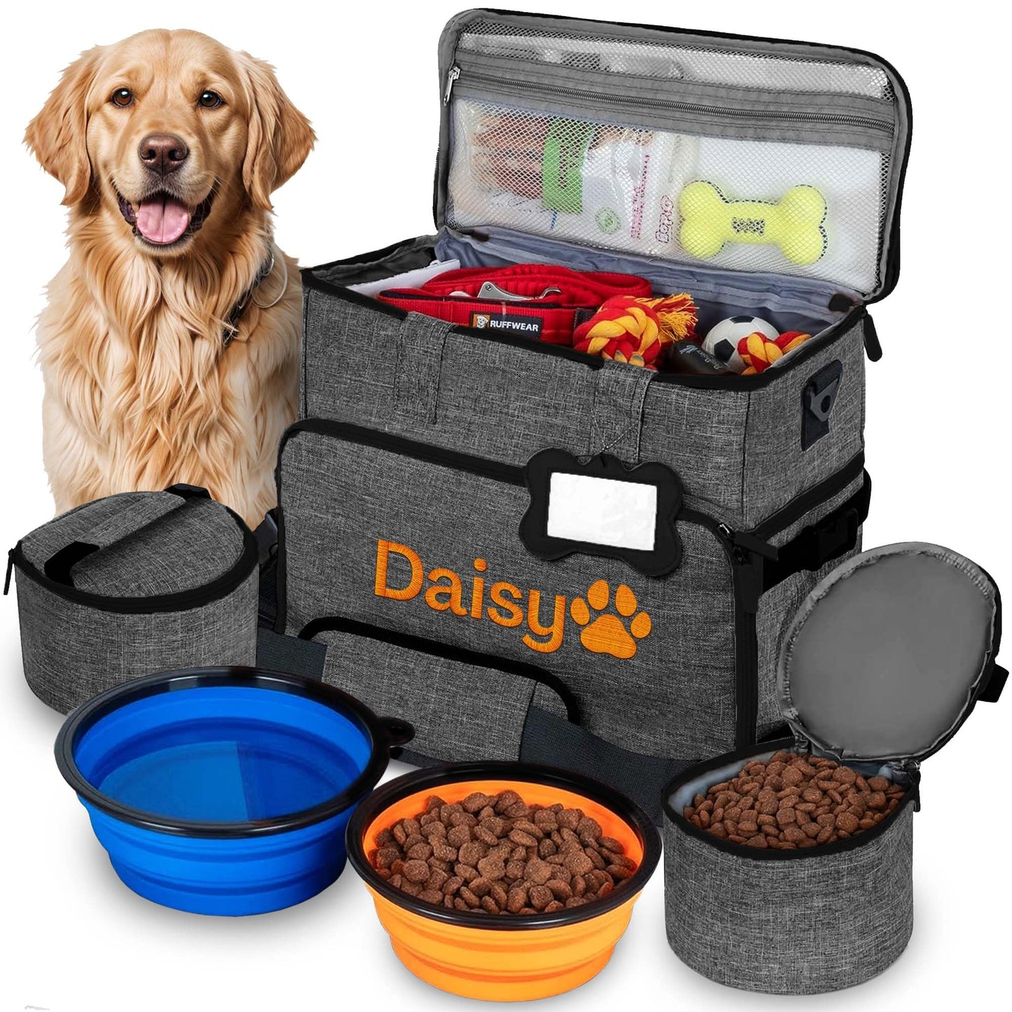 Customized Dog Travel Bag - You Name It and We Make It, Your Own Personalized Pet Travel Bag, Make It Special for You and Your Pet. (Dark Grey)