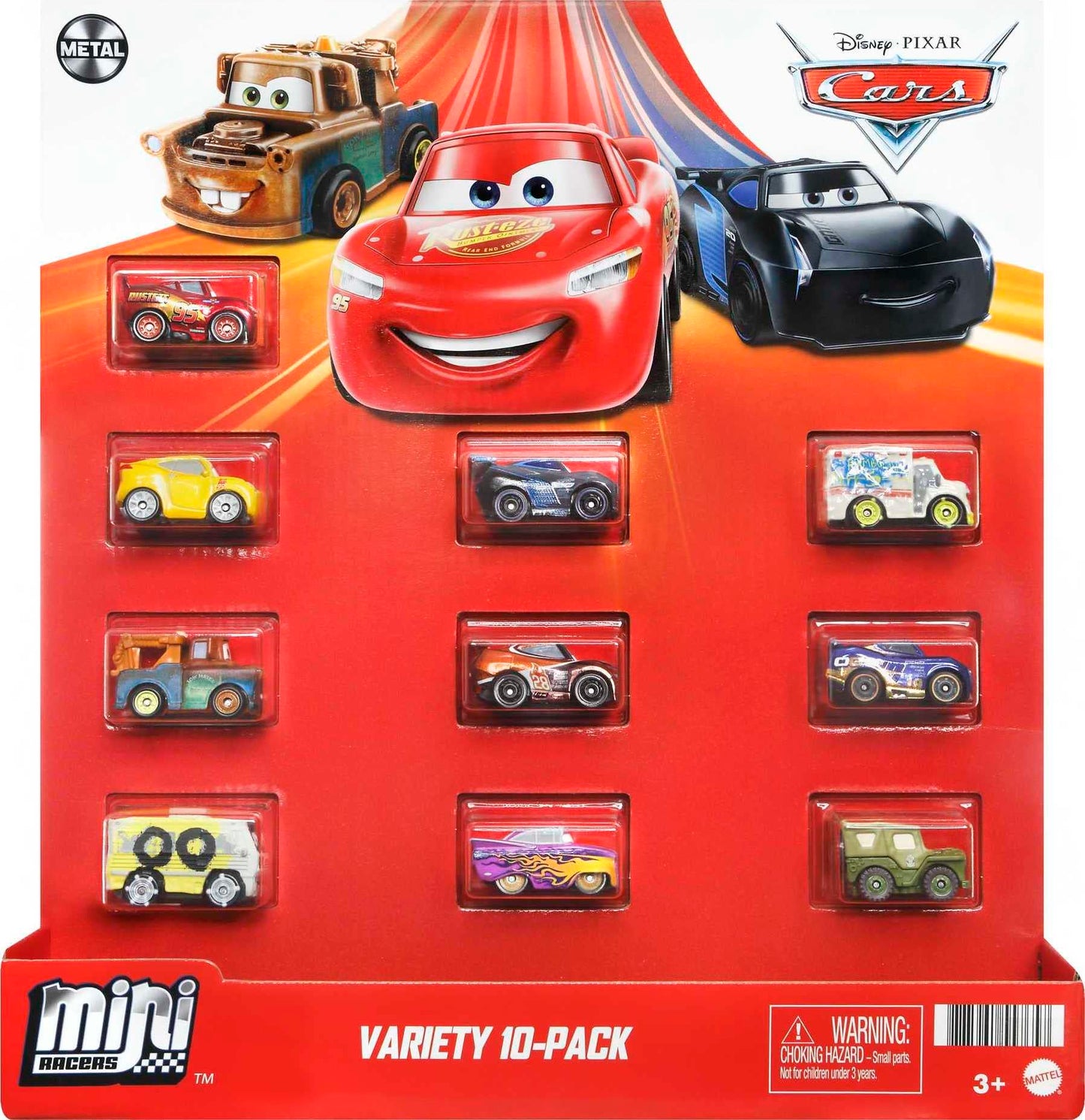 Mattel Disney and Pixar Cars Toys, Micro Racers 10-Pack Mini Toy Cars, Collectible Set Inspired by Disney Movies, Kids Gifts