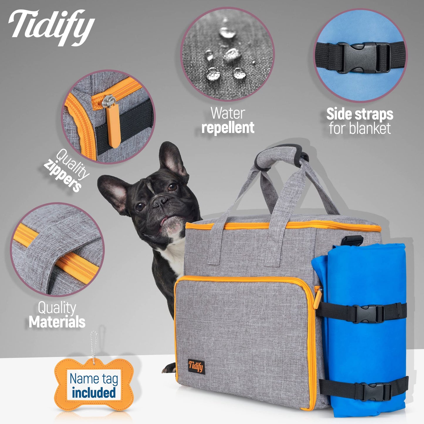 Customized Dog Travel Bag - You Name It and We Make It, Your Own Personalized Pet Travel Bag, Make It Special for You and Your Pet. (Dark Grey)