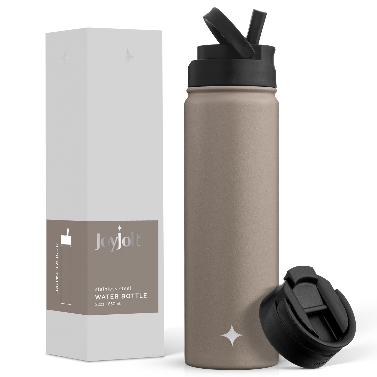 JoyJolt Stainless Steel 22 oz Star Wars Water Bottle with Straw Lid, BPA-Free Sports and Travel Vacuum Insulated Water Bottle, Destination Collection Death Star Bottle, Star Wars Gifts