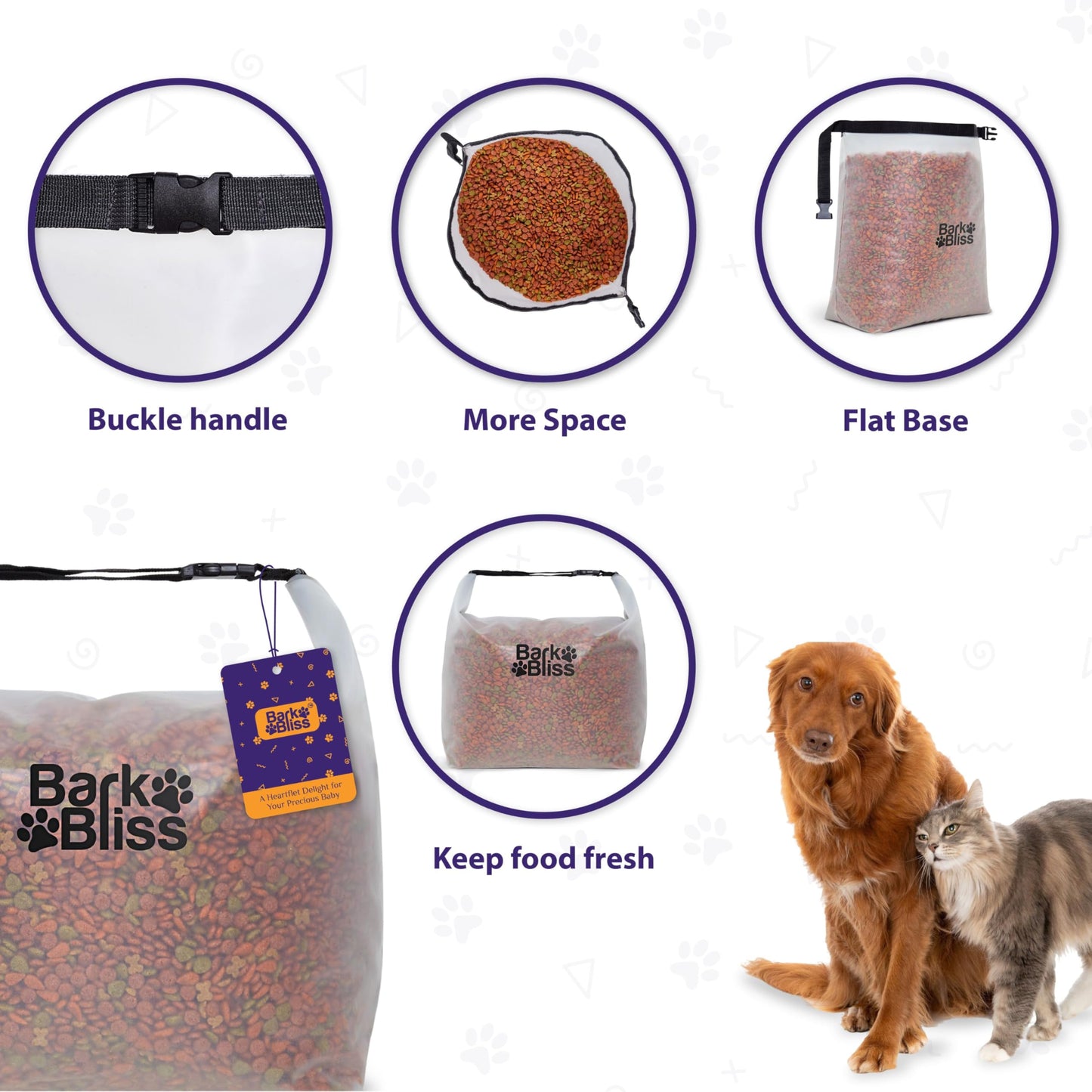 80 Cups Dog Food Travel Bag, Large Portable Container, Leak Proof, Water Resistant, Hook & Loop, Collapsible, Flat Base, hold 22lbs of Kibble, Camping/Travel (Large 80 Cups)