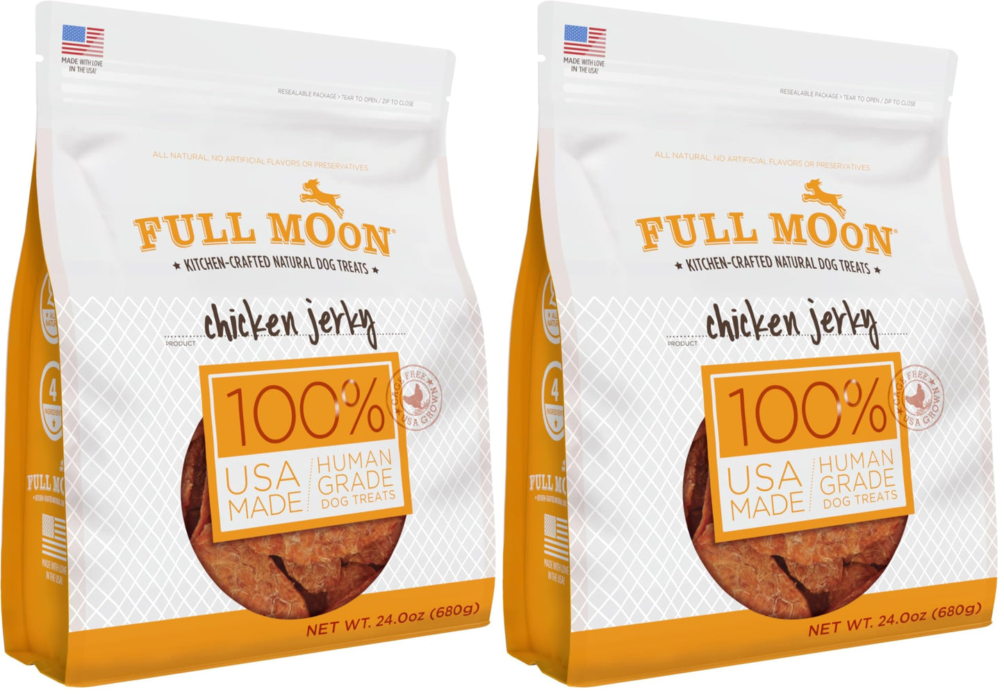 Full Moon Chicken Jerky Healthy All Natural Dog Treats Human Grade Made in USA Grain Free 12 oz