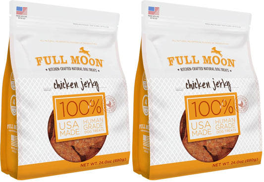 Full Moon Chicken Jerky Healthy All Natural Dog Treats Human Grade Made in USA Grain Free 12 oz