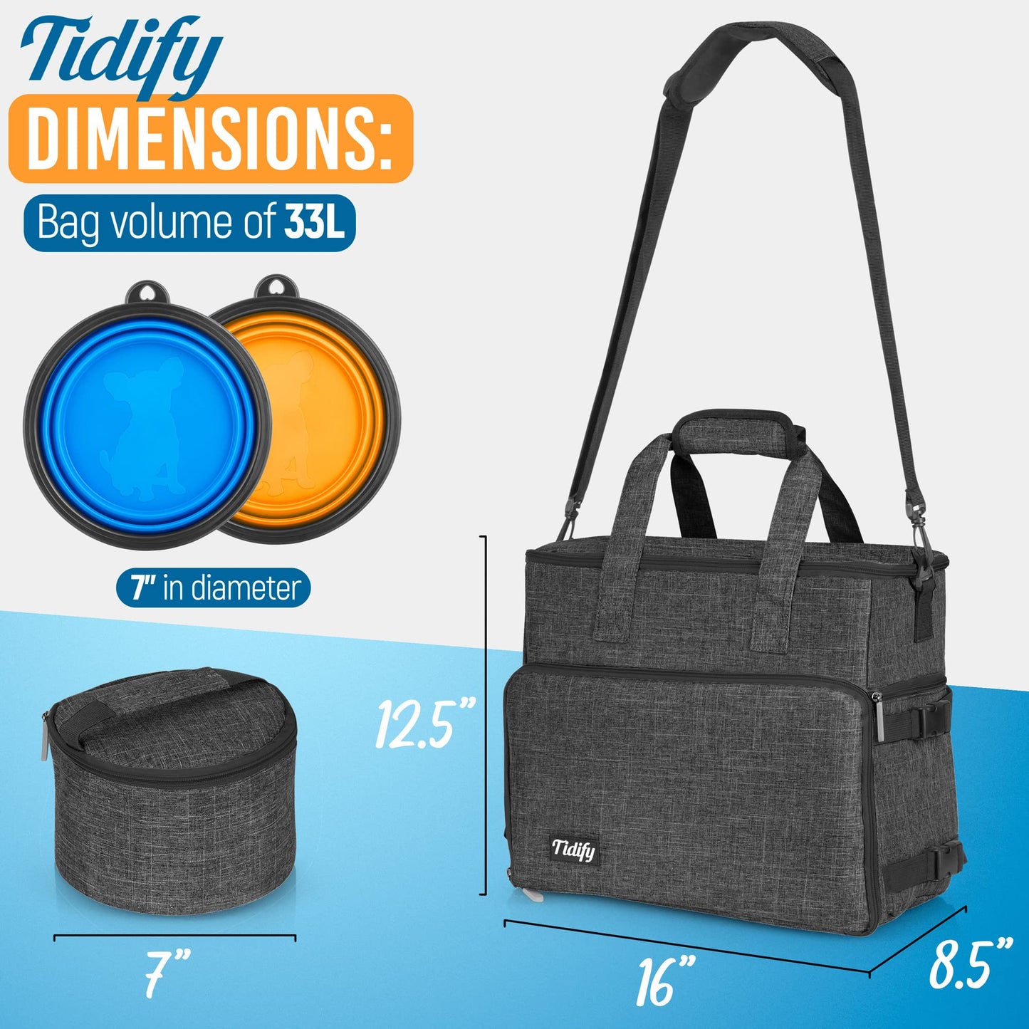 Customized Dog Travel Bag - You Name It and We Make It, Your Own Personalized Pet Travel Bag, Make It Special for You and Your Pet. (Dark Grey)