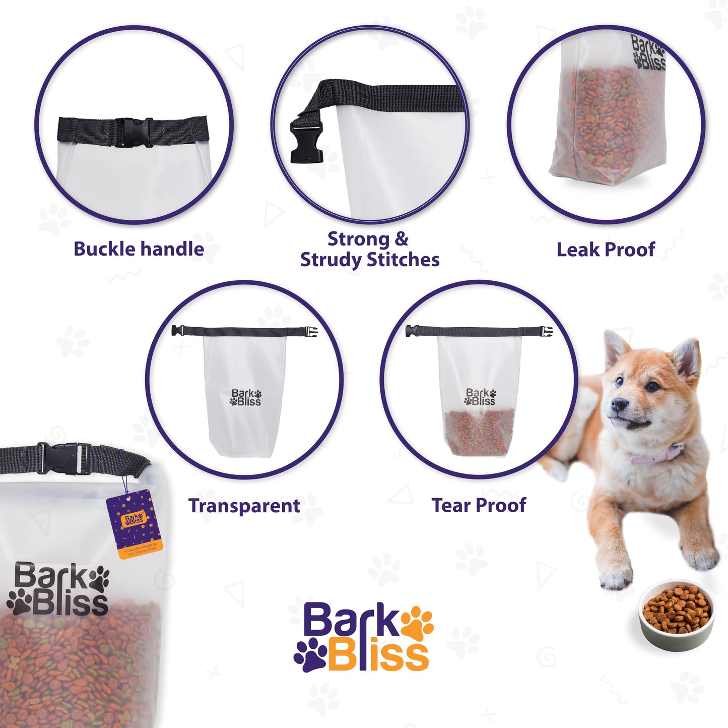 80 Cups Dog Food Travel Bag, Large Portable Container, Leak Proof, Water Resistant, Hook & Loop, Collapsible, Flat Base, hold 22lbs of Kibble, Camping/Travel (Large 80 Cups)