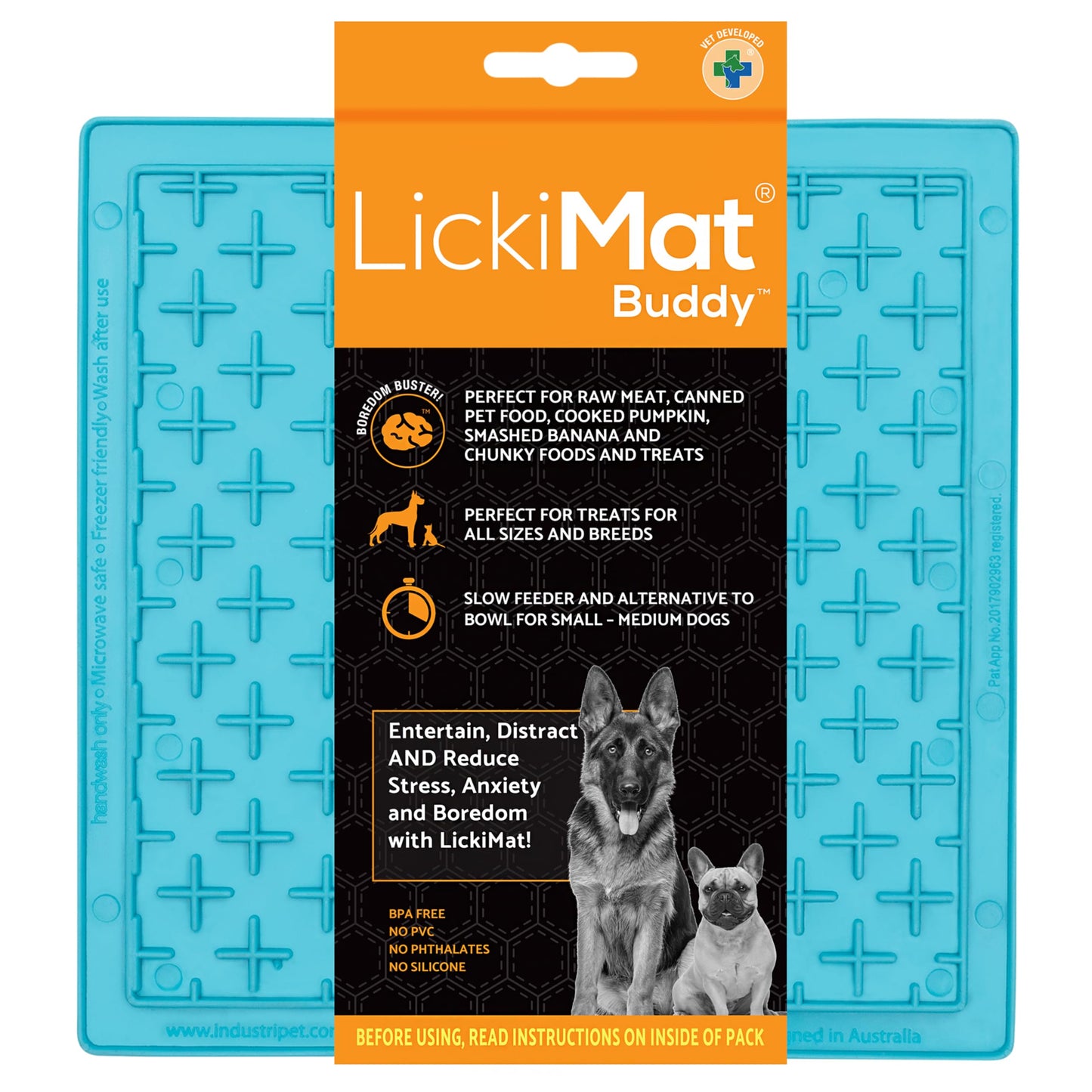 LickiMat Classic Soother Slow Feeder for Dogs Lick Mat Boredom Anxiety Reducer Perfect for Food Treats Yogurt Liquid Food Peanut Butter Fun Alternative to a Slow Feed Dog Bowl, Turquoise