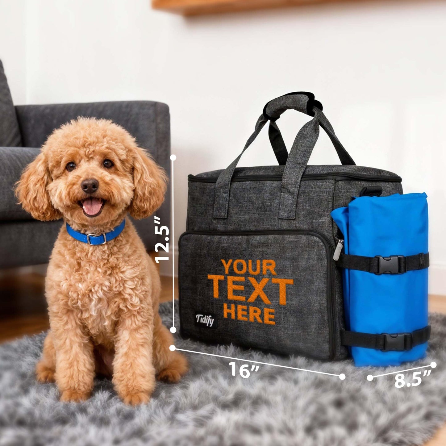 Customized Dog Travel Bag - You Name It and We Make It, Your Own Personalized Pet Travel Bag, Make It Special for You and Your Pet. (Dark Grey)